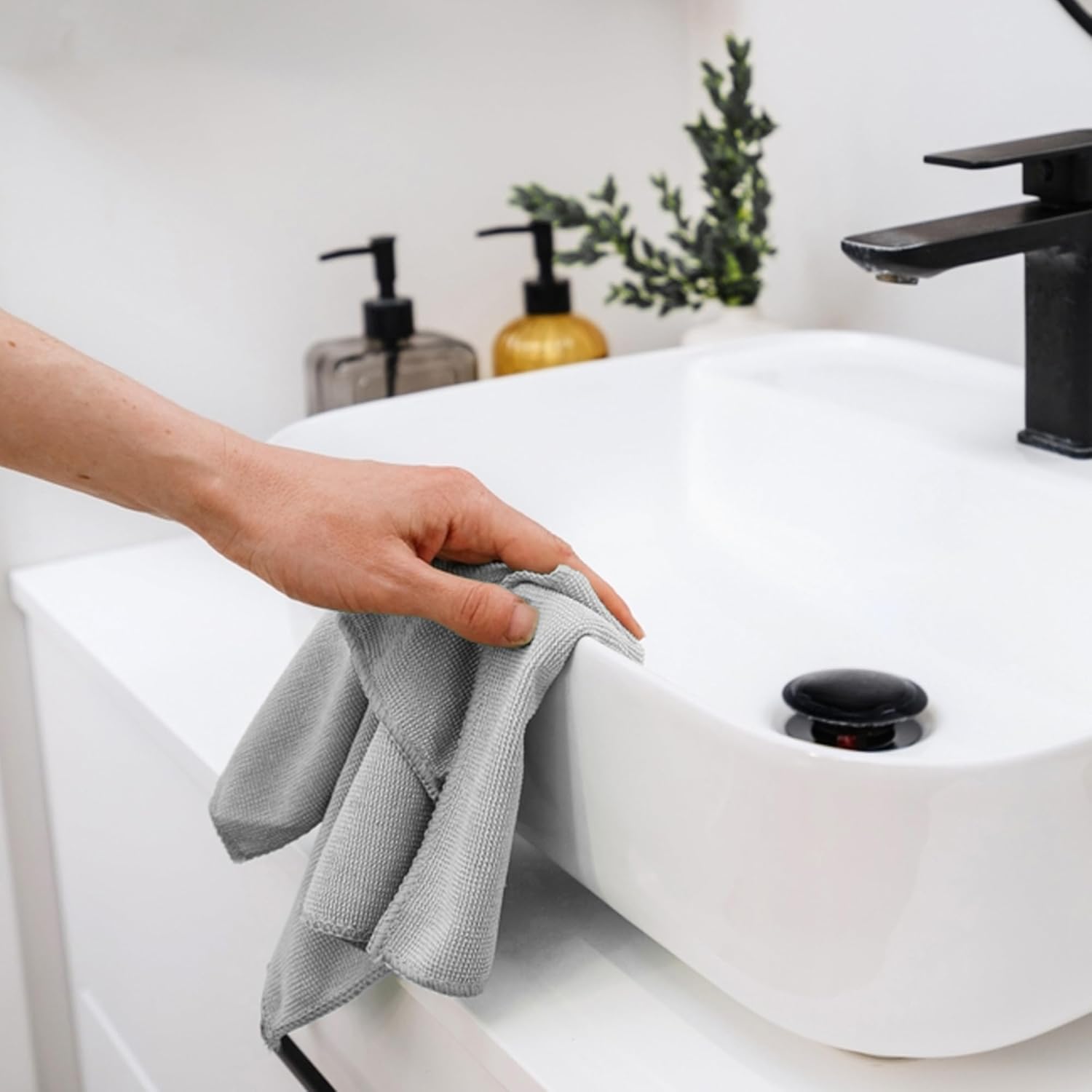 Cutting EDGE Microfiber Cleaning Cloth Thick Lint & Scratch Free Multipurpose Cloth Perfect for Home Appliances & Kitchen Cleaning Both Interior and Exterior (Set of 2, Grey Color)