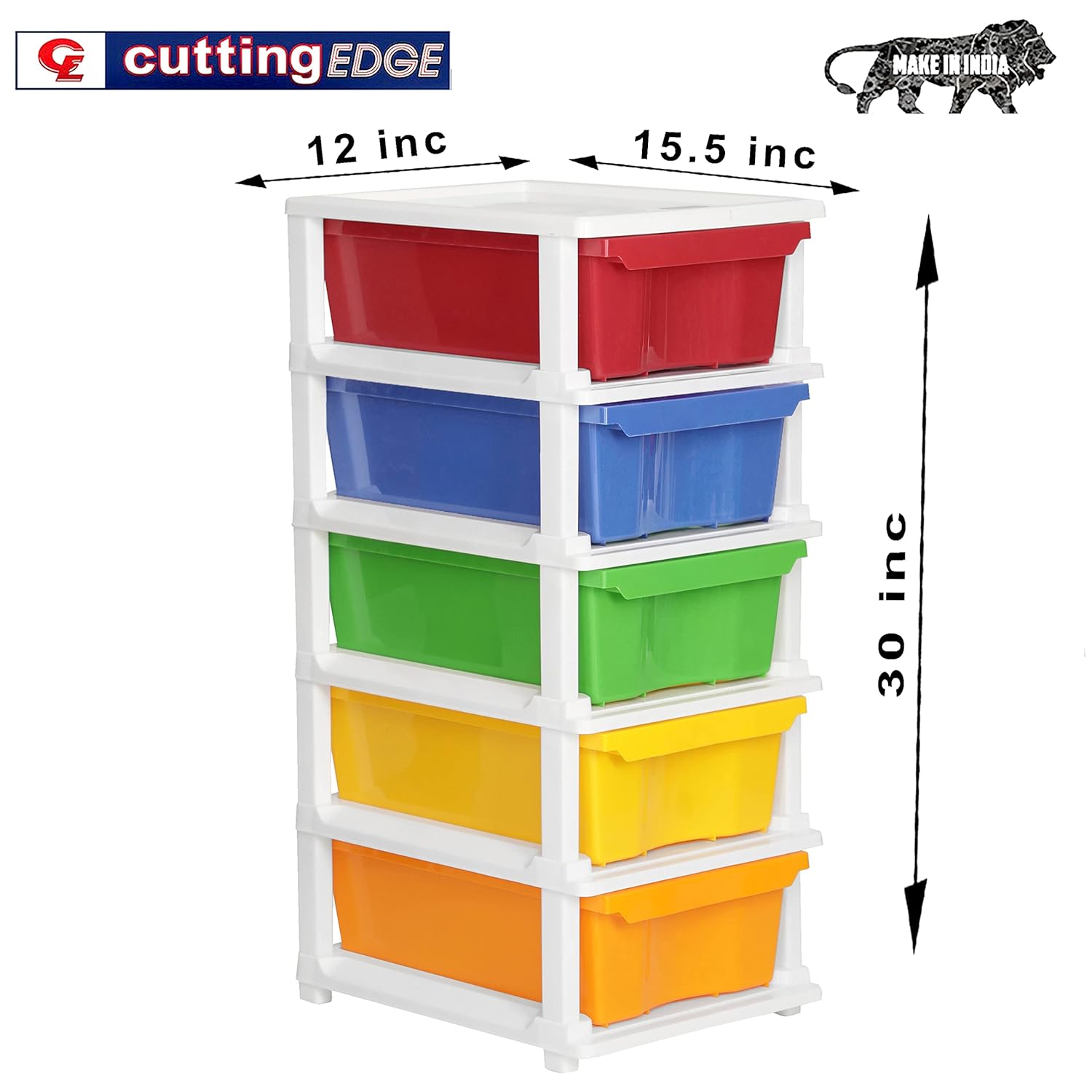 Cutting EDGE Compact Modular Plastic Drawer Set for Home, Office, Hospital, Parlor, School, Home & Kids, Product Dimension when assembled (Multicolor)