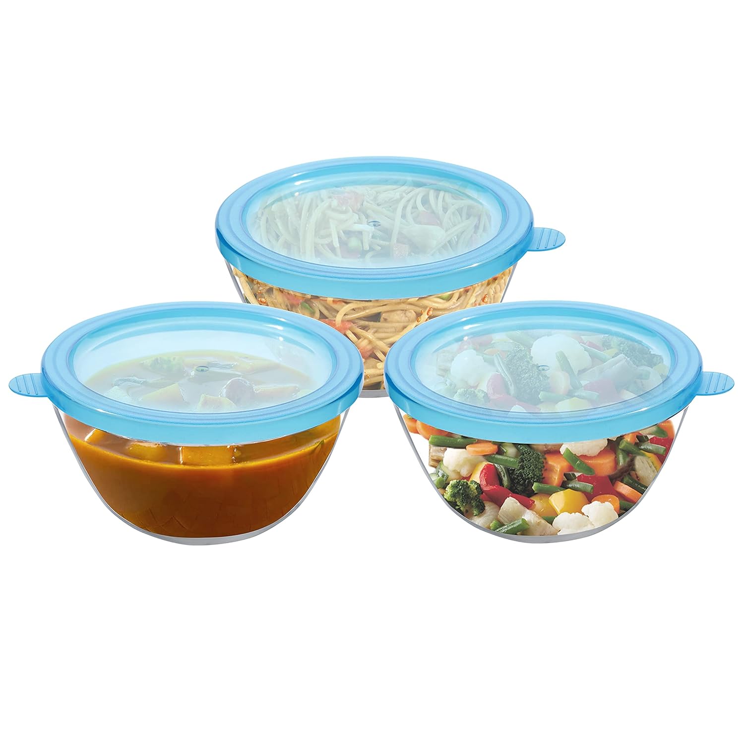 Cutting EDGE Borosilicate Mixing/Serving with Lid Round Glass Bowl for Kitchen (Transparent)