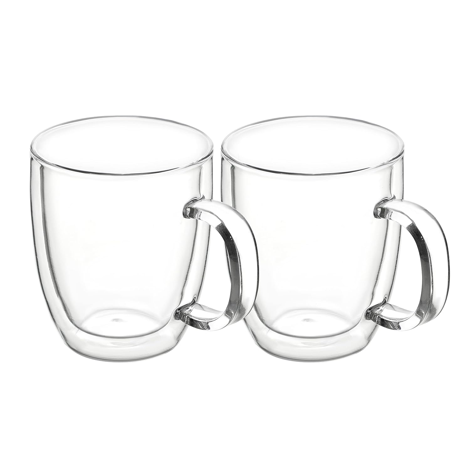 Cutting EDGE Iris Double Wall Heat Resistant Borosilicate Clear Tea Coffee Cup with Handle Glass Coffee Mug