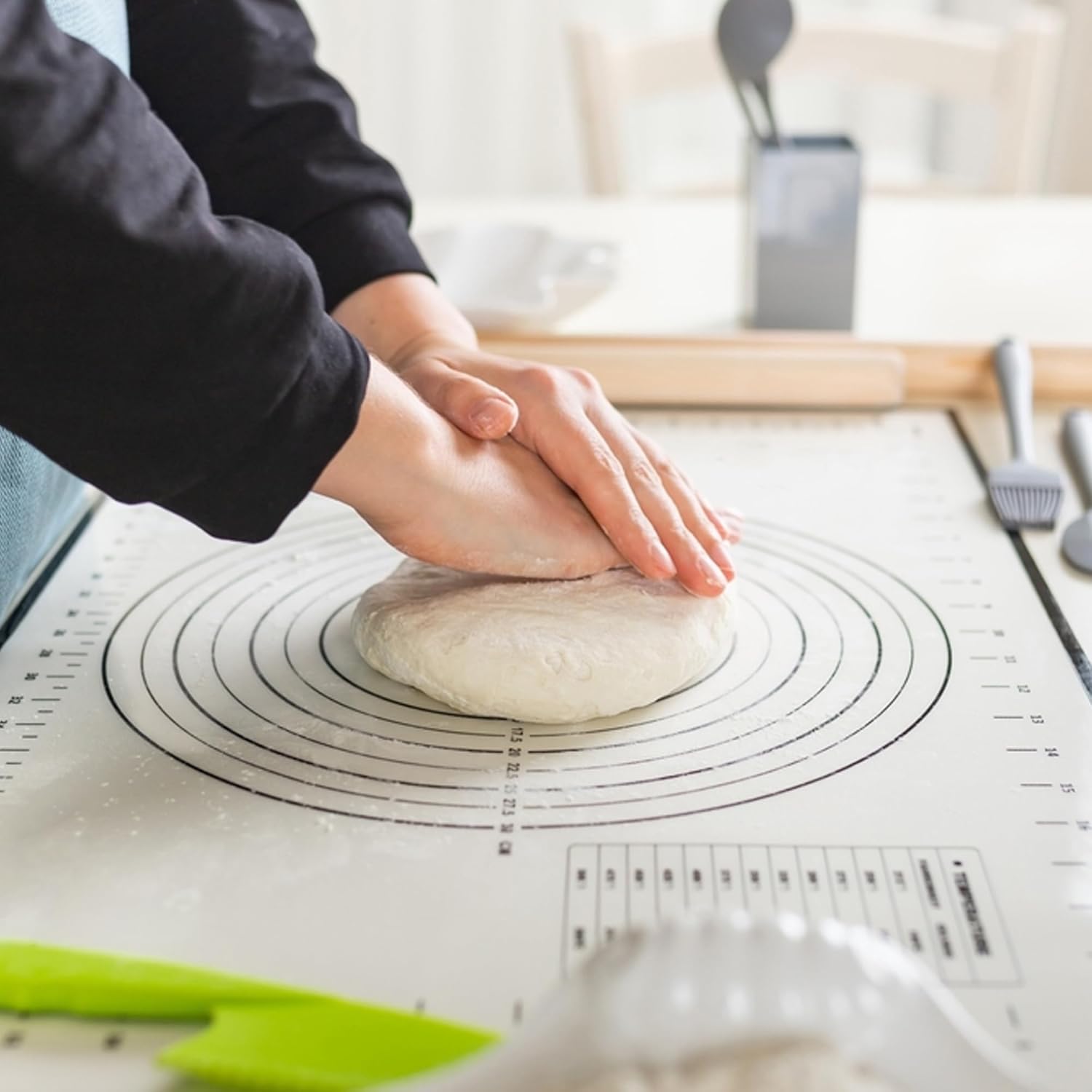 Cutting EDGE Silicone Baking Mat - Non Stick & Stretchable Ideal for Baking, Chapati Atta Kneading, Fondant, Thick and Large Rolling Mat with Measurments