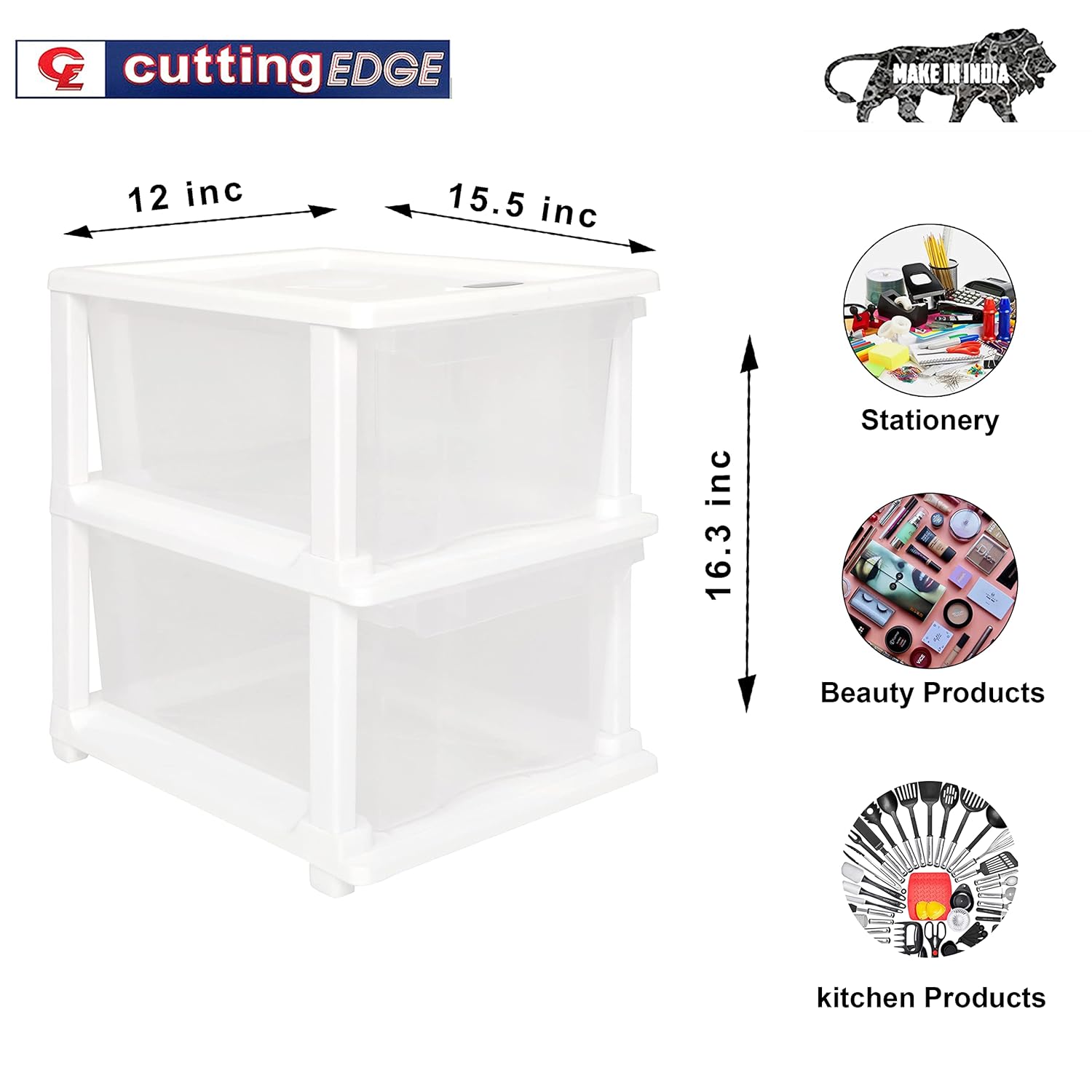 Cutting EDGE Modular Drawer Set for Home, Office, Hospital, Parlor, School, Doctors, Home and Kids, Plastic Product Dimension When assembeled