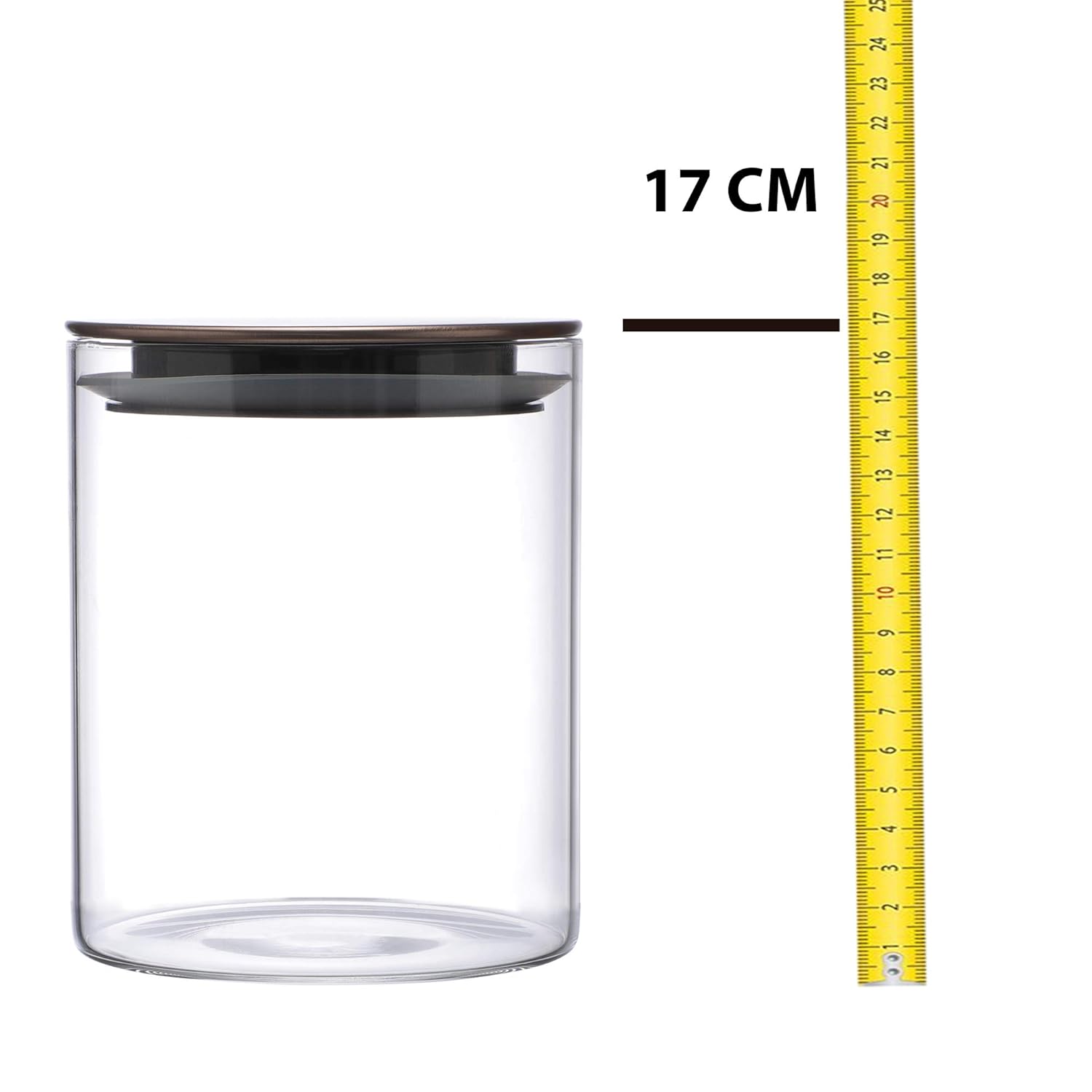 Cutting EDGE Borosilicate Round Glass Jar for Kitchen, Dry Fruits, Snacks, Storage with Metallic Lid with Silicone Sealant Ring Inside