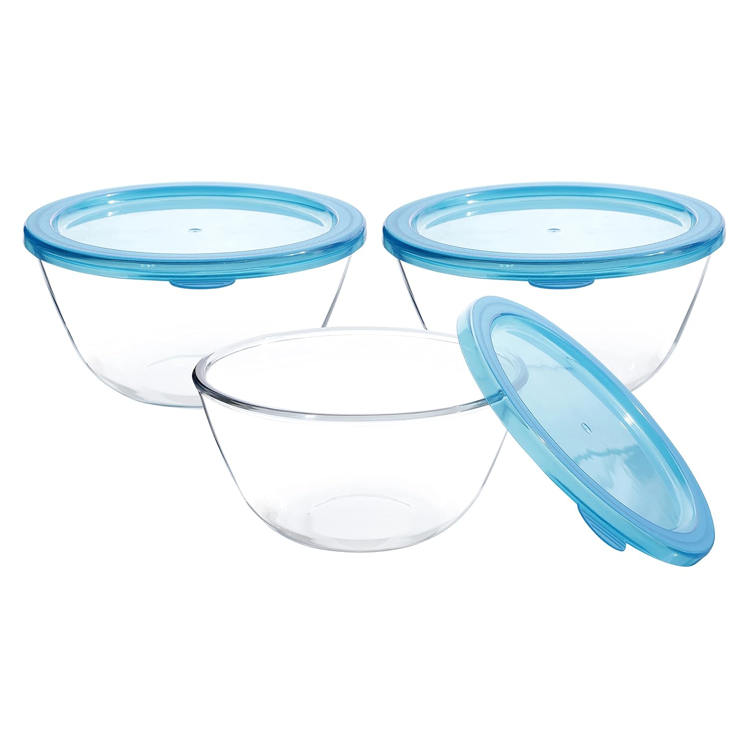 Cutting EDGE Borosilicate Mixing/Serving with Lid Round Glass Bowl for Kitchen (Transparent)