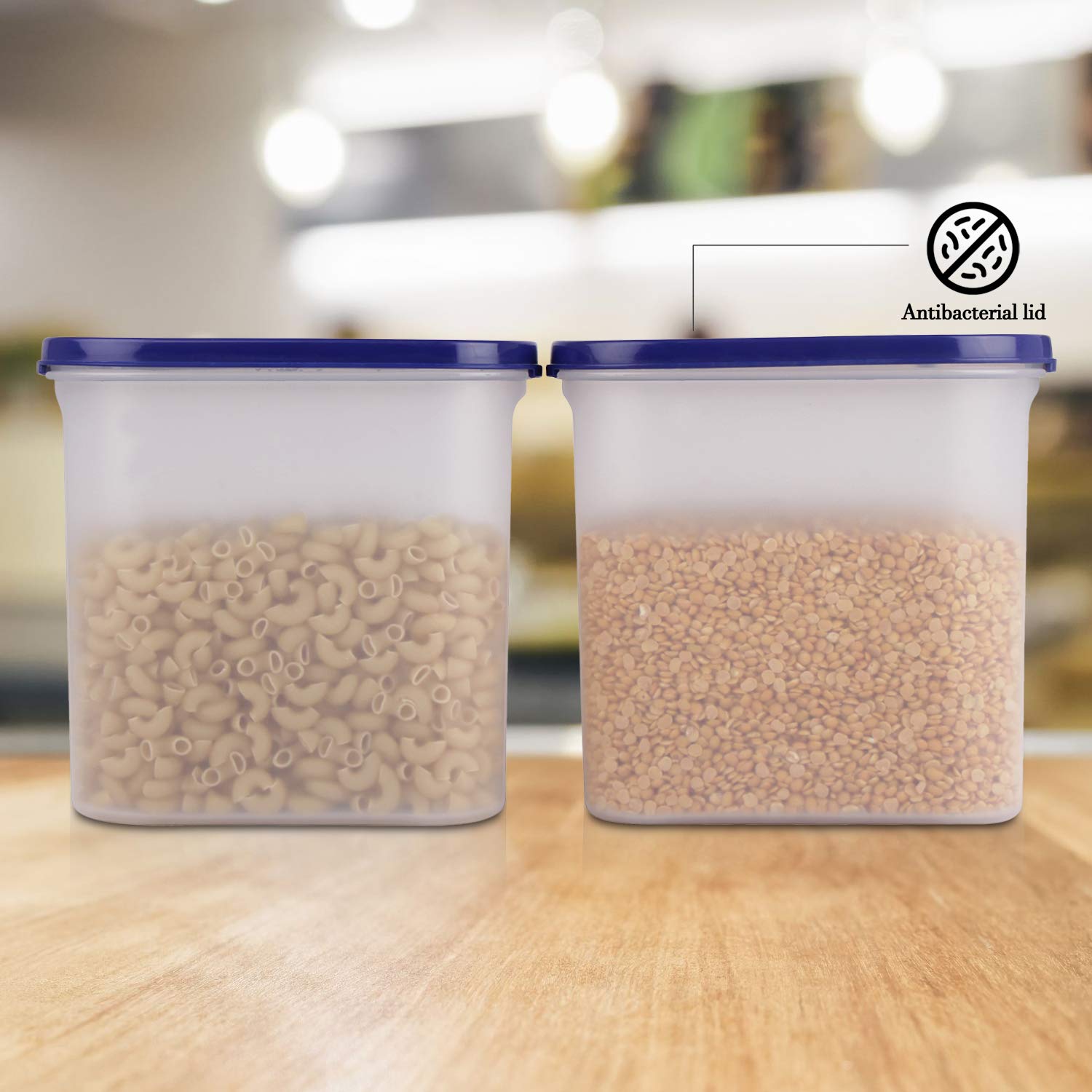 Cutting EDGE Anti Microbial Seal, Anti Bacterial Protection Storage Containers Set Oval, Modular Kitchen, for Flour, Cereals, Snacks, Stackable, BPA Free, Modular