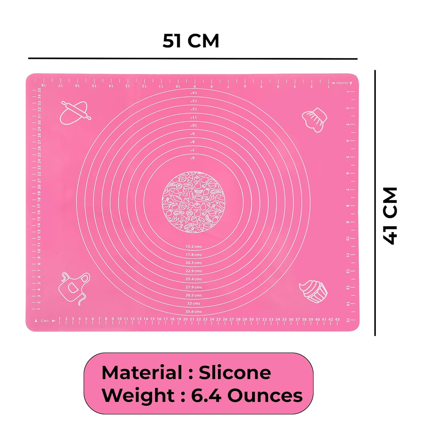 Cutting EDGE Baking Mat - Non Stick & Stretchable Ideal for Baking, Chapati Atta Kneading, Pastry, Thick and Large Rolling Mat with Measurments (50 X 40 Cm)