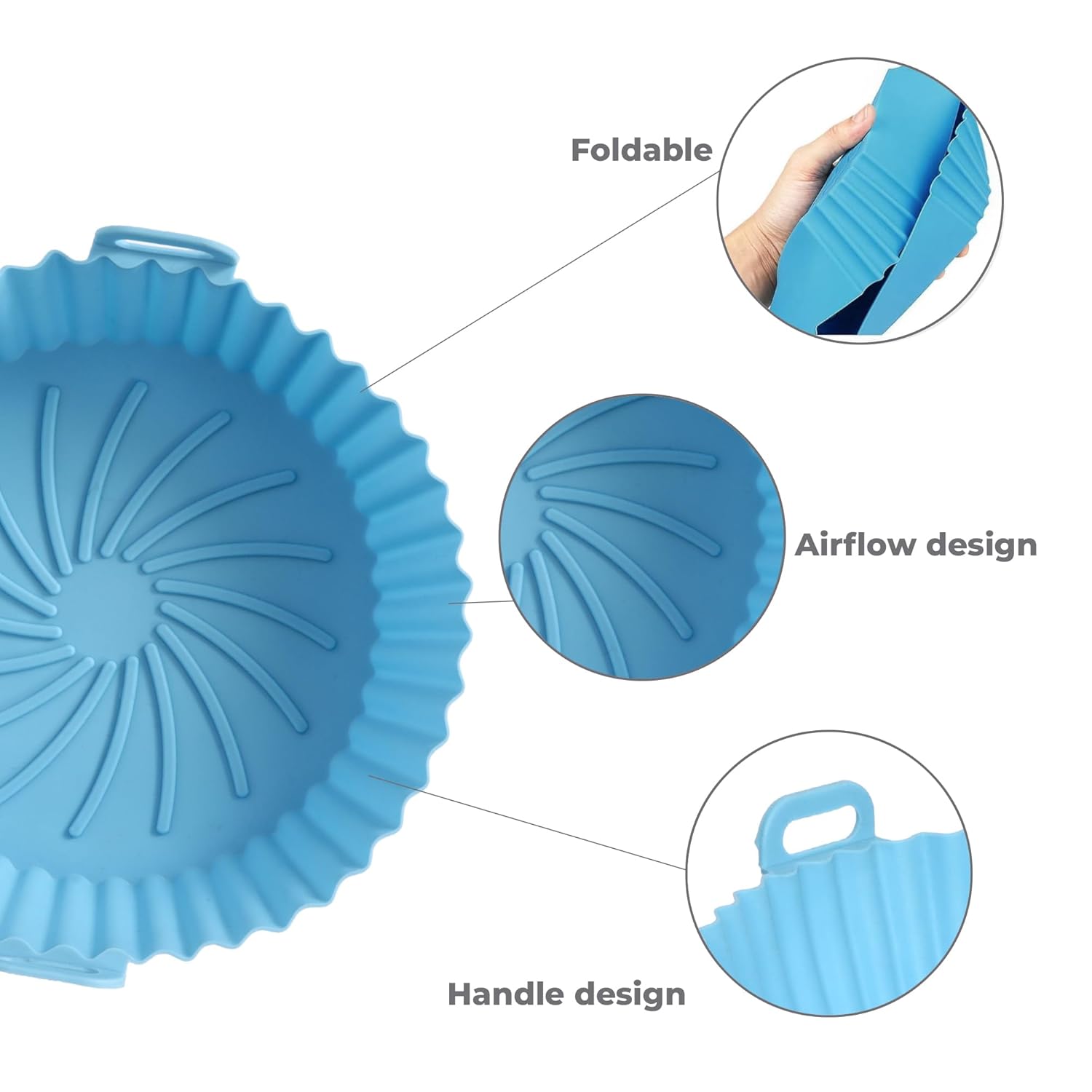 Round Liners with Ear Handles, Heat Resistant Oven Cooking Accessories (Set of 2)