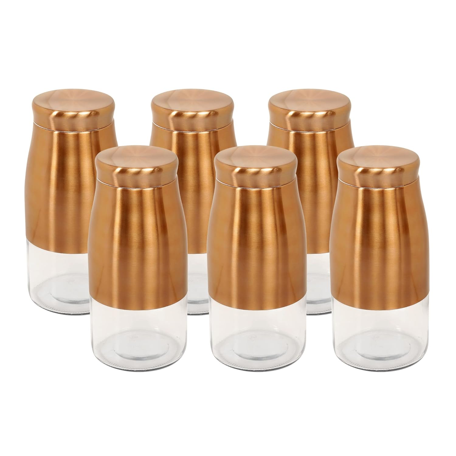 Cutting EDGE Rose Gold Finish - Bell Bottom Glass Jars for Sugar, Cereal,  Spices, Pulses and other Kitchen Storage
