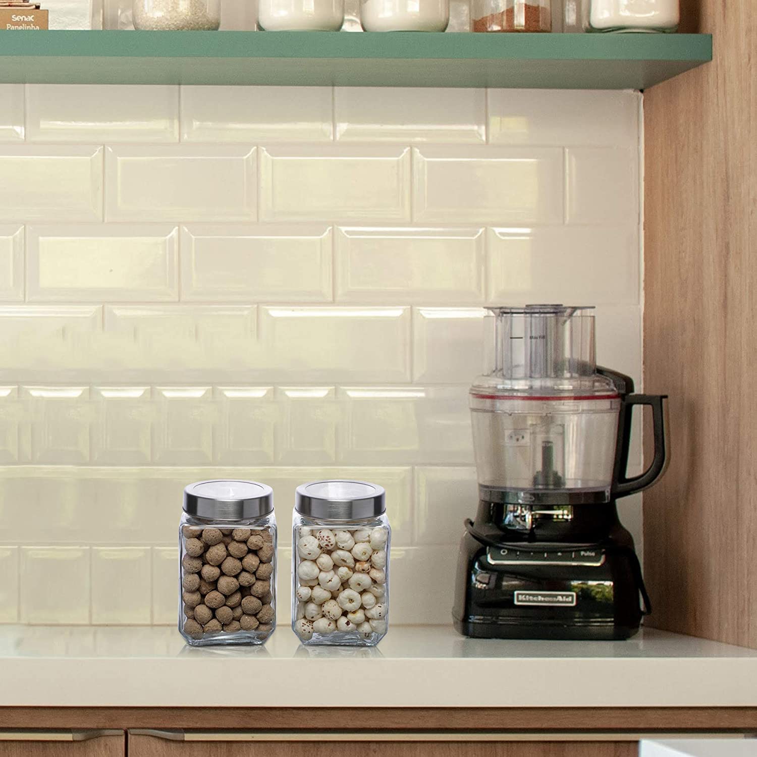 Cutting EDGE Glass Jar Transparent Barni for Kitchen, Aachar Pickle, Dal, Dry Fruits, Masala, Spices, Grocery, Grains Storage Container with Silver See-Through Cap