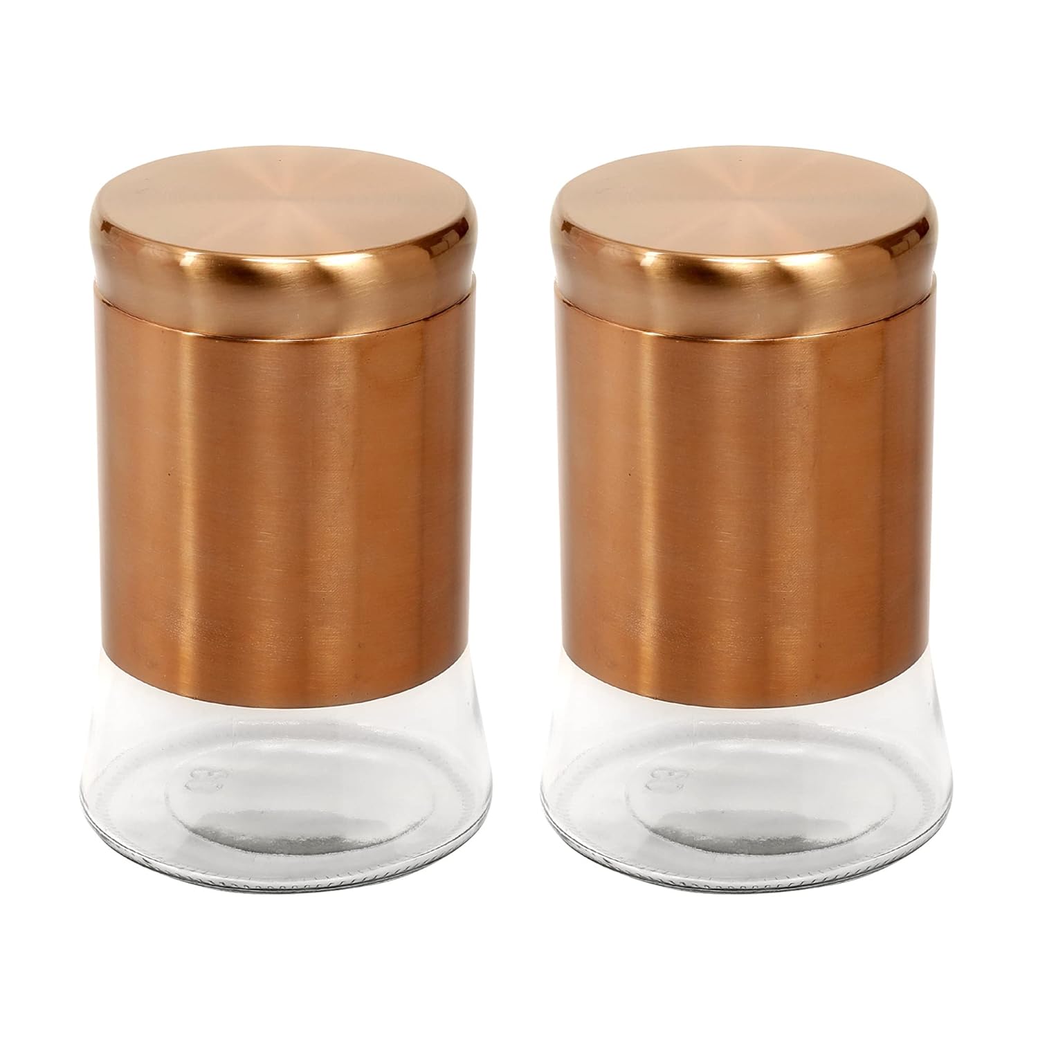 Cutting EDGE Rose Gold Finish Clear Glass Tapered Glass Jars for Sugar,Cereal, Spices, Pulses and other Kitchen Storage
