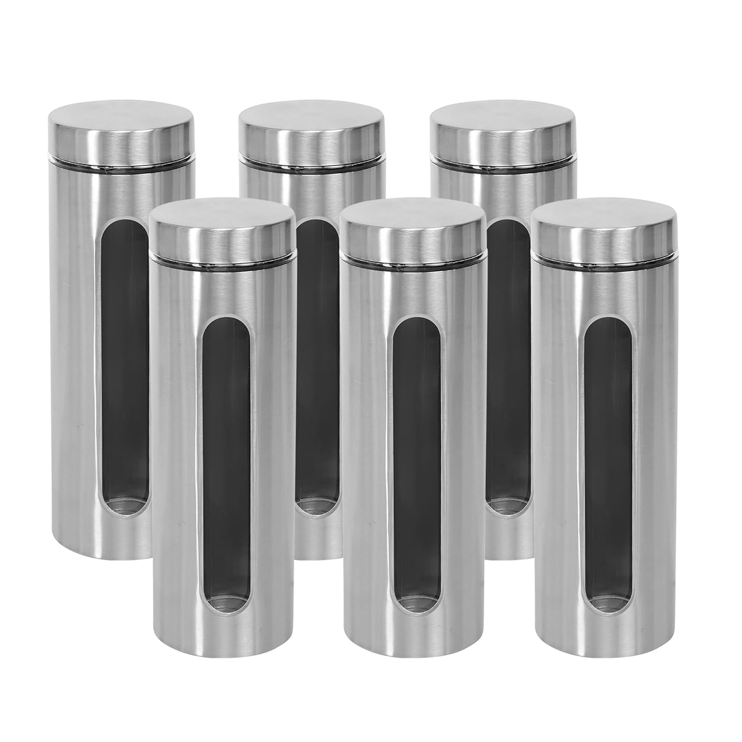 Cutting EDGE Oval Glass Window - Steel Jacketed Glass Jars for Dal, Dry Fruits, Spices and other Kitchen Storage