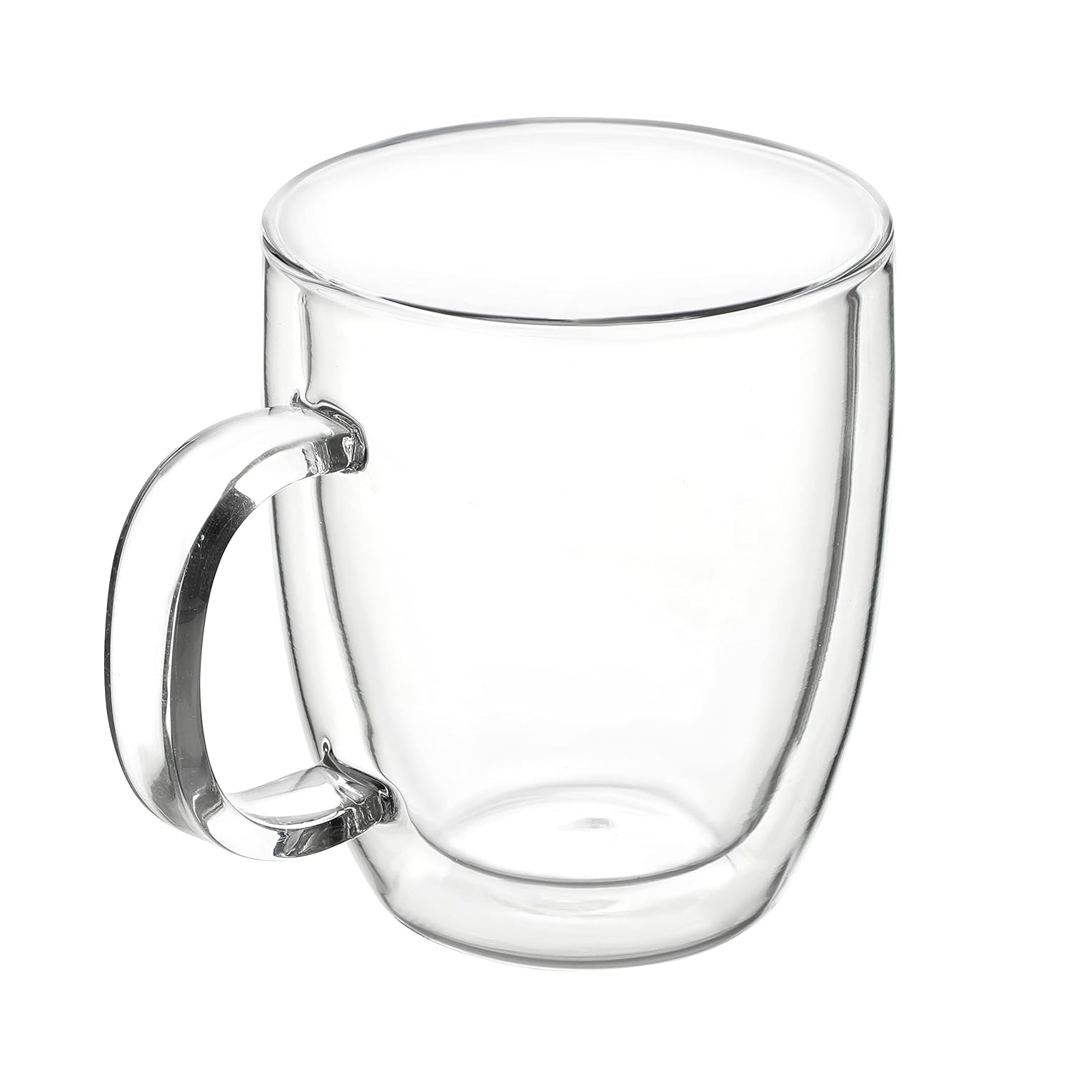 Cutting EDGE Iris Double Wall Heat Resistant Borosilicate Clear Tea Coffee Cup with Handle Glass Coffee Mug