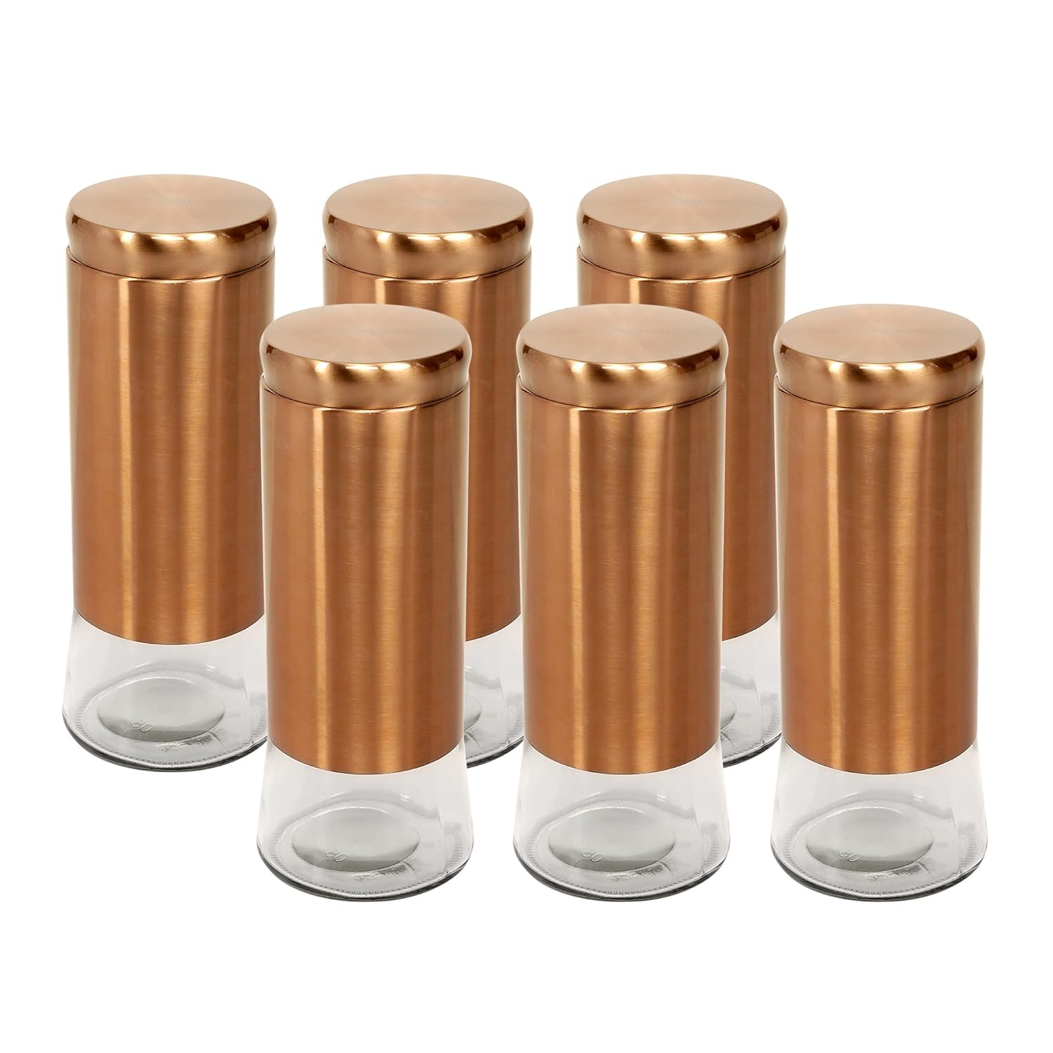 Cutting EDGE Rose Gold Finish Clear Glass Tapered Glass Jars for Sugar,Cereal, Spices, Pulses and other Kitchen Storage