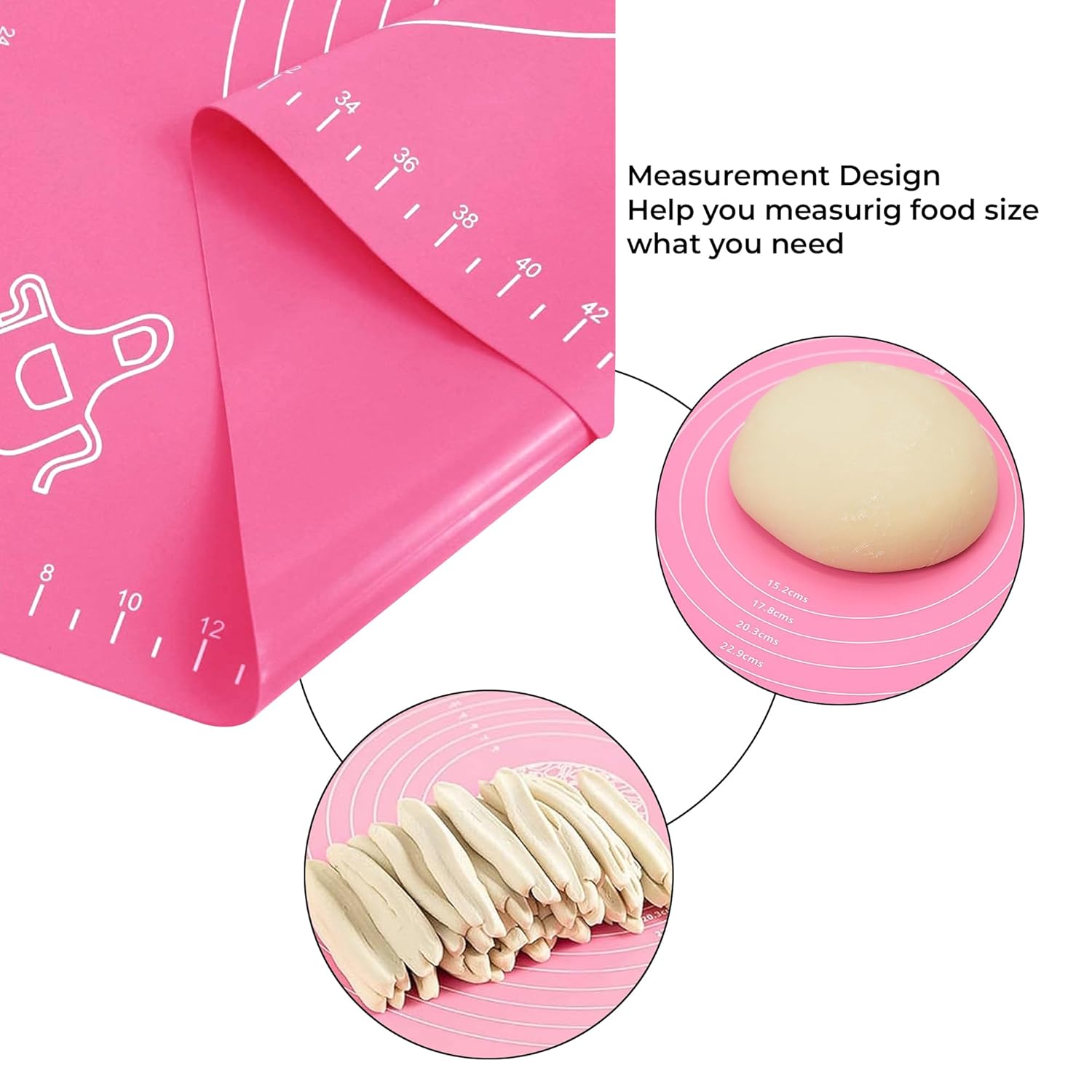 Cutting EDGE Baking Mat - Non Stick & Stretchable Ideal for Baking, Chapati Atta Kneading, Pastry, Thick and Large Rolling Mat with Measurments (50 X 40 Cm)