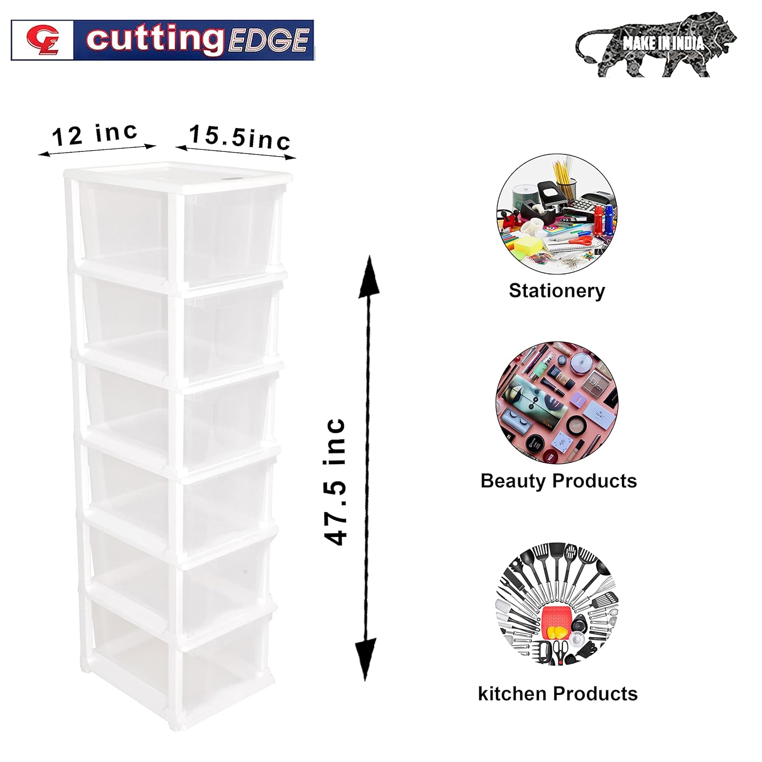 Cutting EDGE Modular Drawer Set for Home, Office, Hospital, Parlor, School, Doctors, Home and Kids, Plastic Product Dimension When assembeled