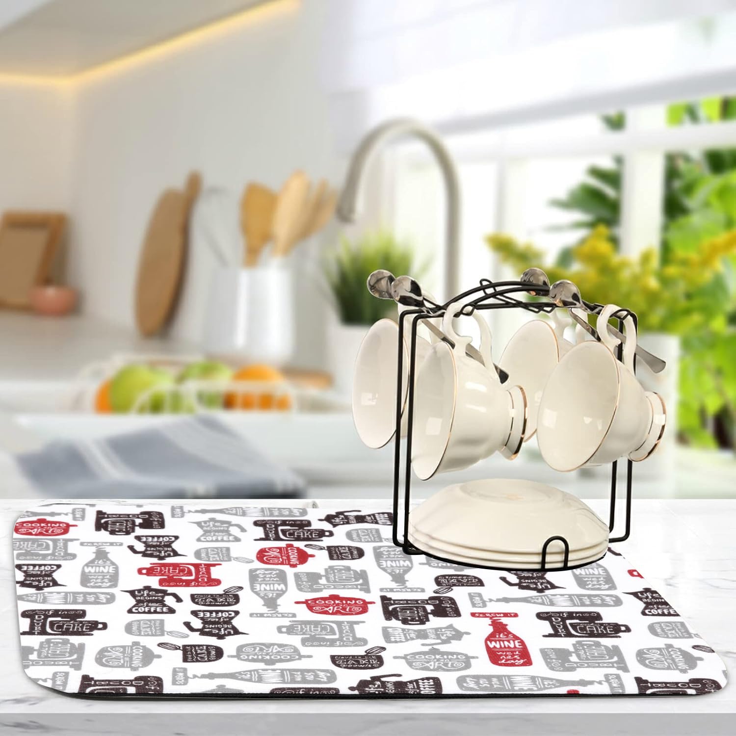 Cutting EDGE Microfiber Dish Drying Mat – Water Absorbent & Reversible for Kitchen Utensils, Counter Top, Sink (50CM X 38CM)