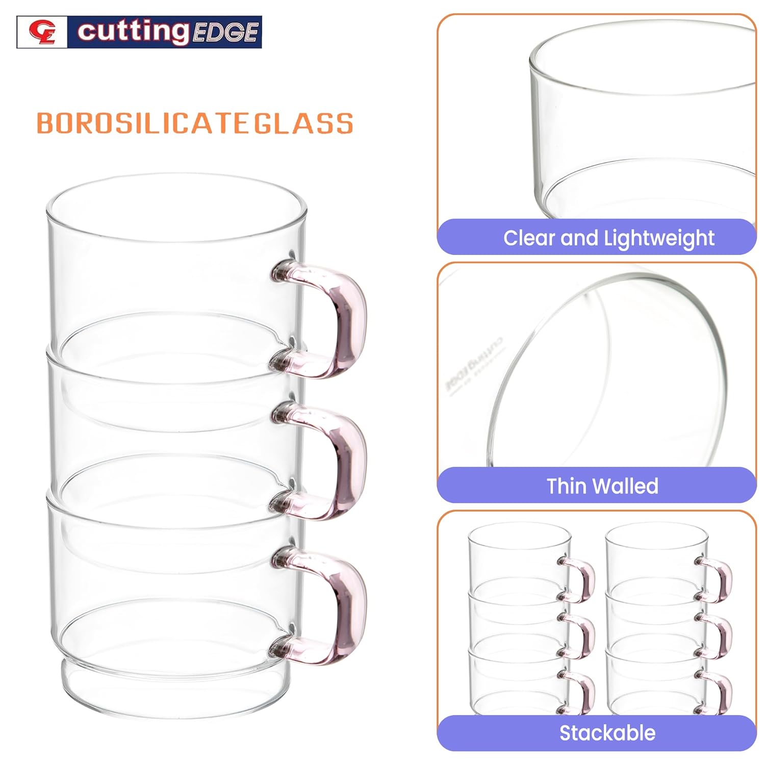Crystal Clear, Microwave Safe for Regular Use, Serving Hot Latte Coffee, Cappuccino, Milk, Green & Black Tea