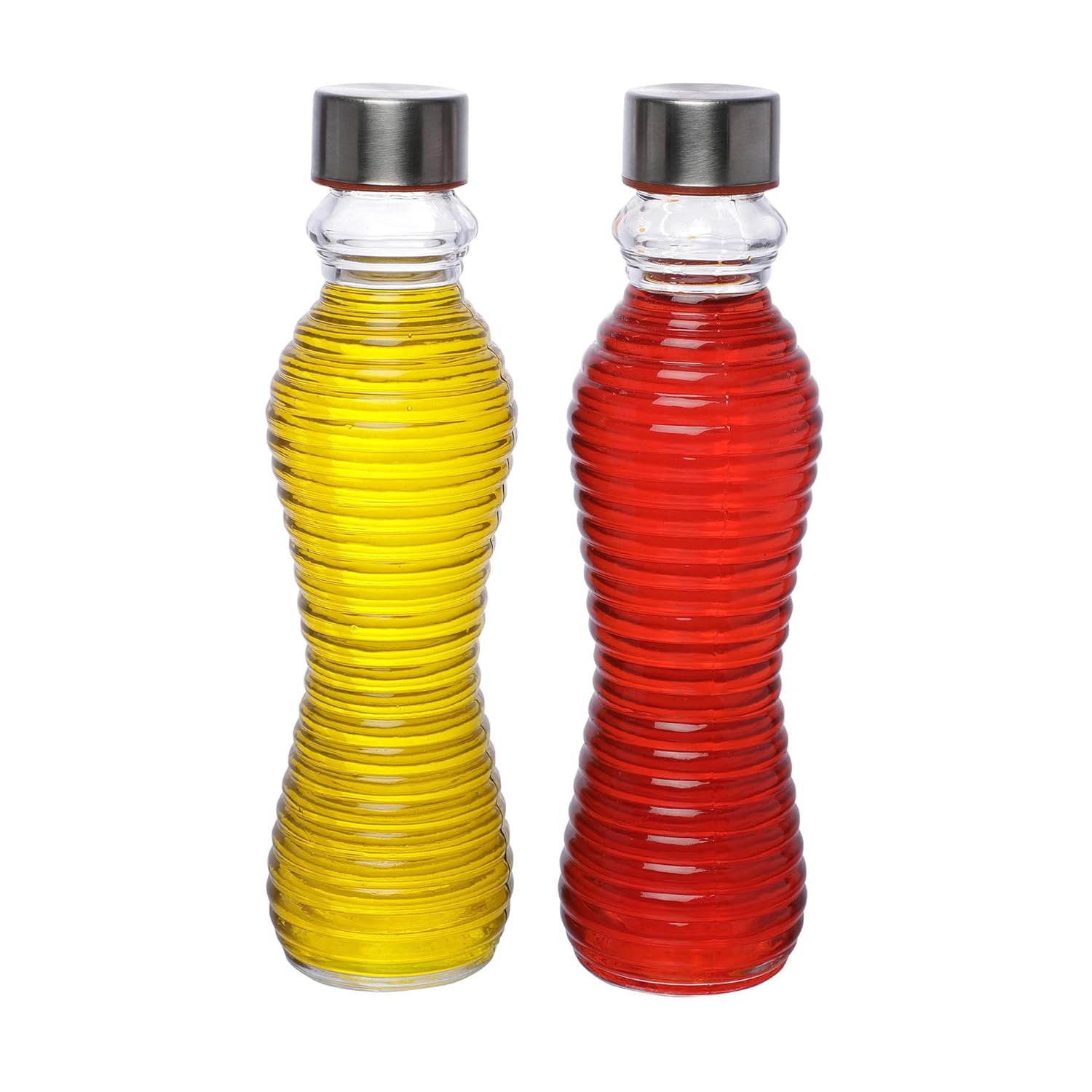 Cutting EDGE Glass Bottle 550ml Round Striped/Ring Design Water Bottle for School, Home, Office, Travel, Sport, Yoga, Gym, Hot & Cold Drinks