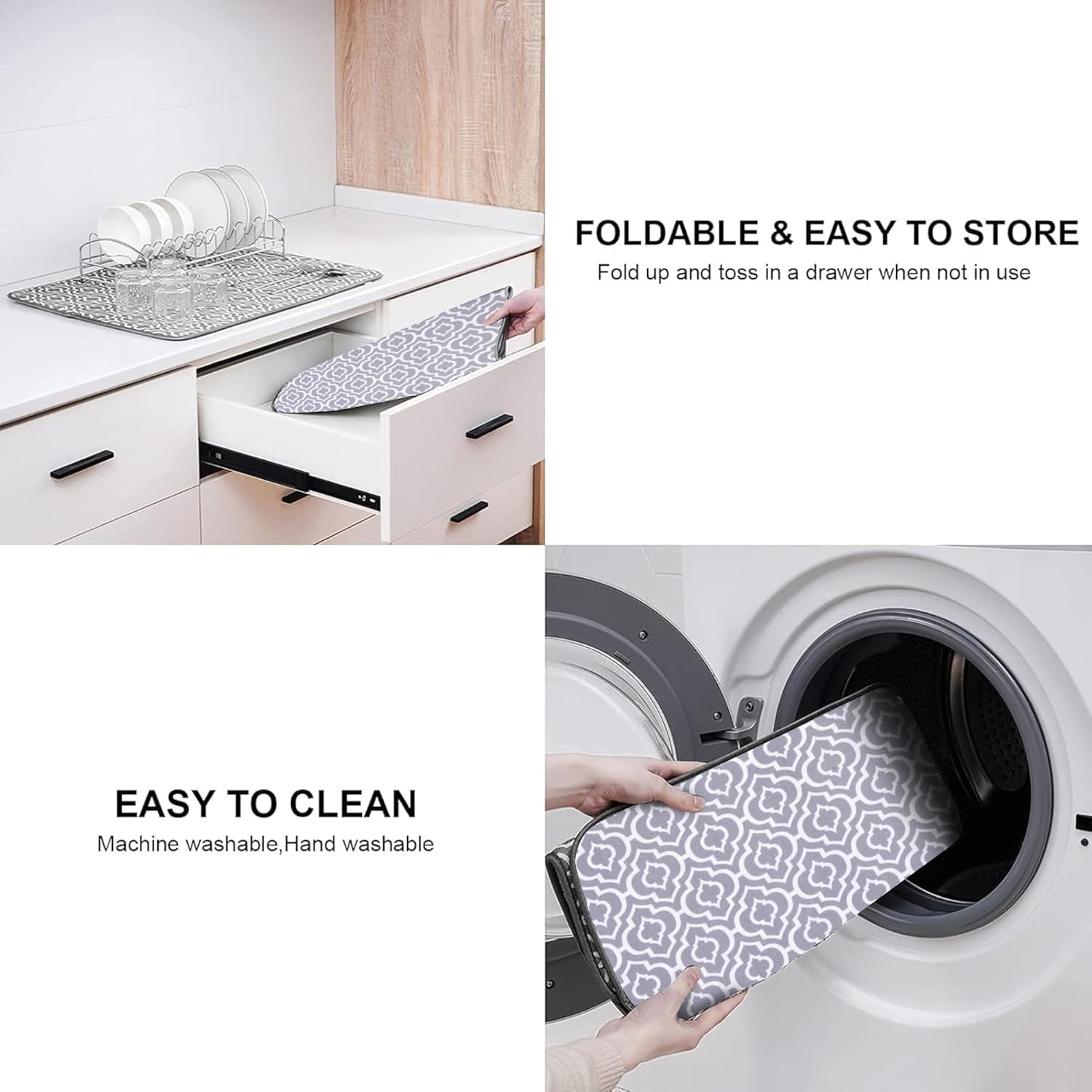 Cutting EDGE Microfiber Dish Drying Mat – Water Absorbent & Reversible for Kitchen Utensils, Counter Top, Sink