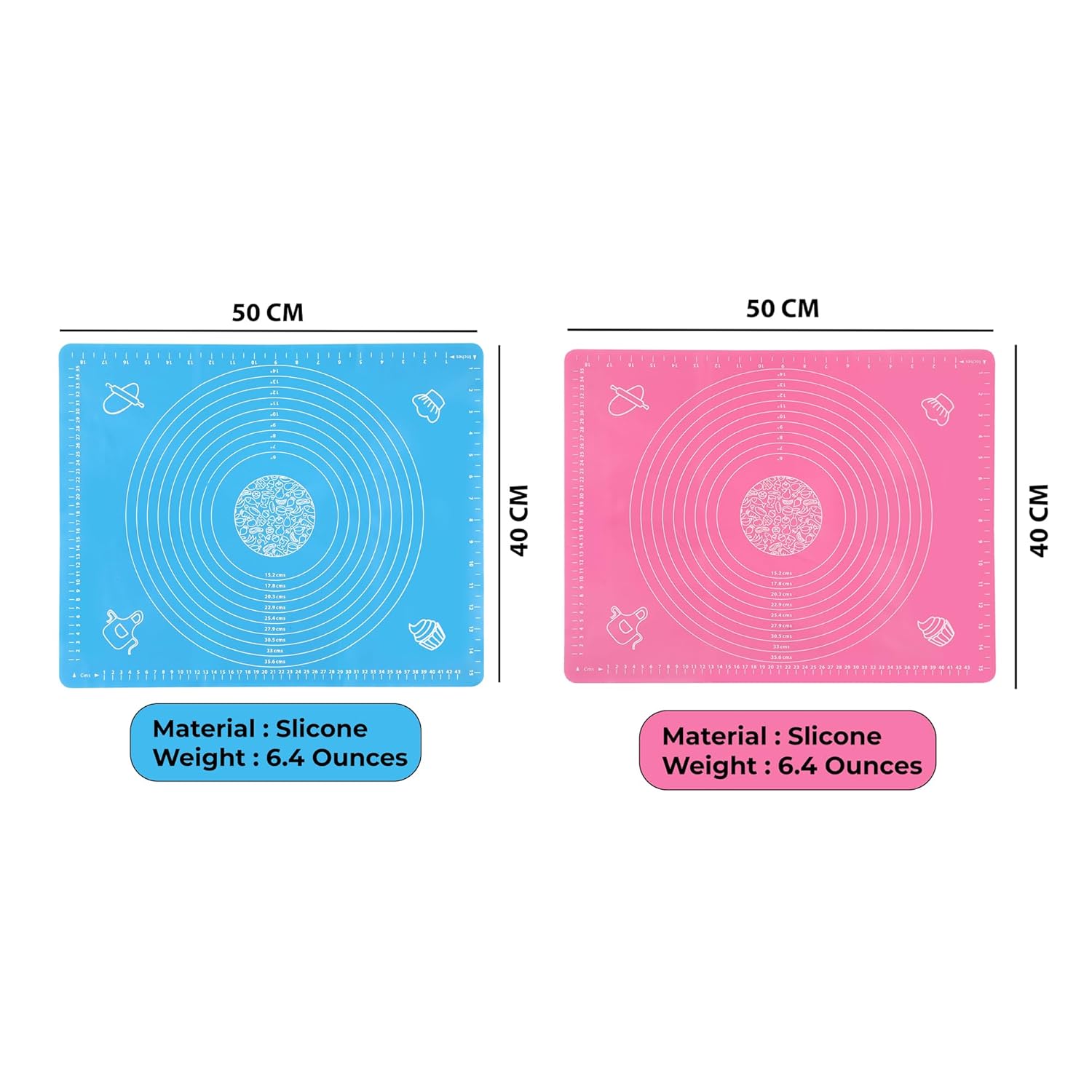 Cutting EDGE Baking Mat - Non Stick & Stretchable Ideal for Baking, Chapati Atta Kneading, Pastry, Thick and Large Rolling Mat with Measurments (50 X 40 Cm)