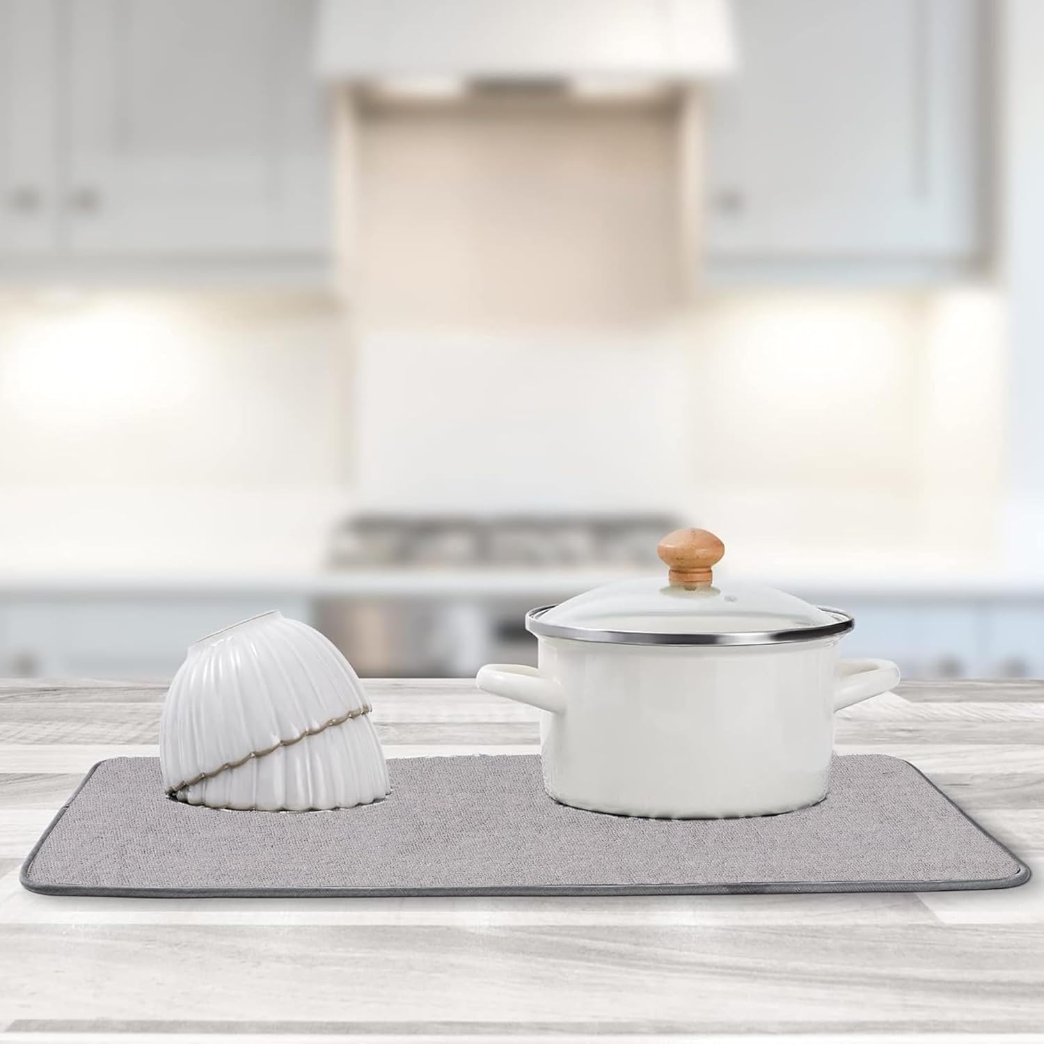 Cutting EDGE Microfiber Dish Drying Mat – Water Absorbent & Reversible for Kitchen Utensils, Counter Top, Sink