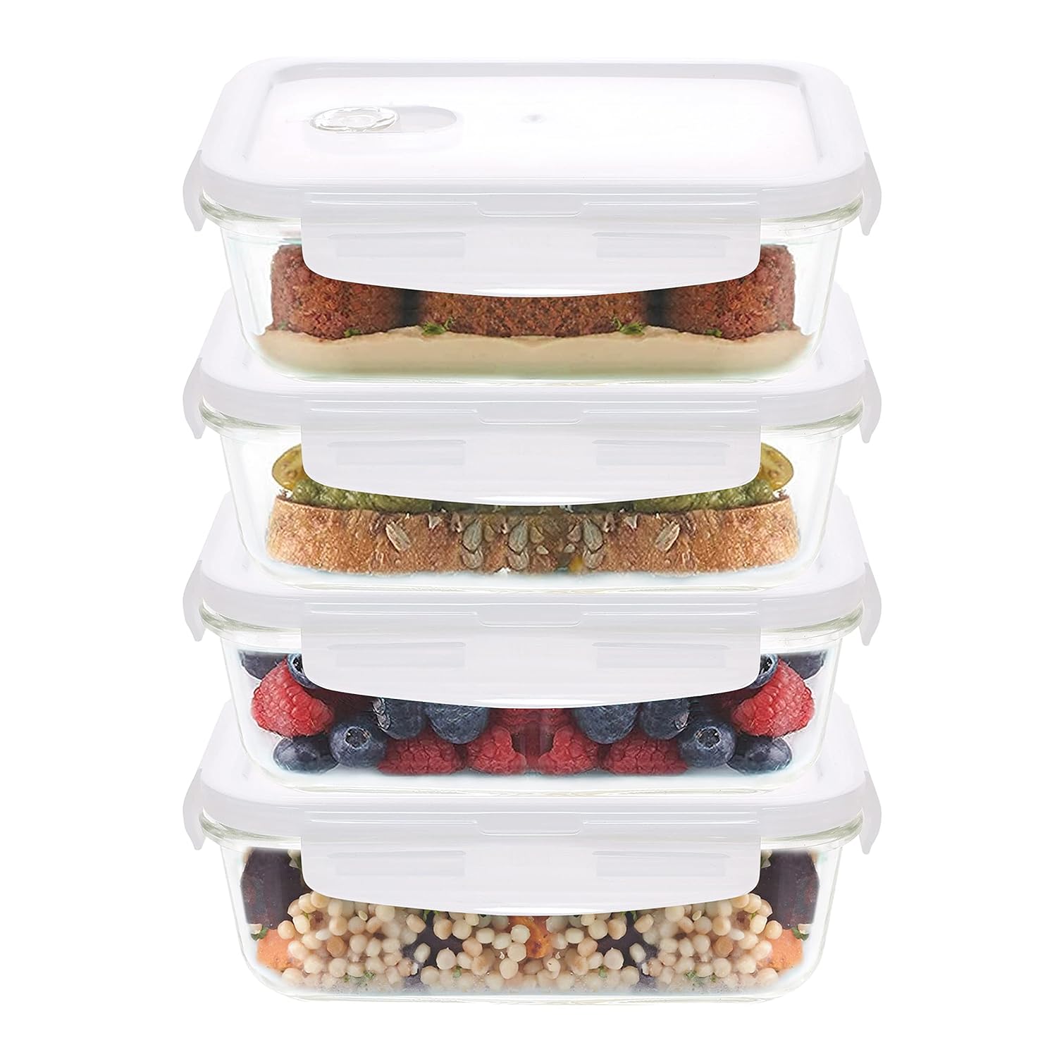 Cutting EDGE Smart Lock Borosilicate Rectangular Lunch Boxes / Glass Food Container with Air Vent Lid