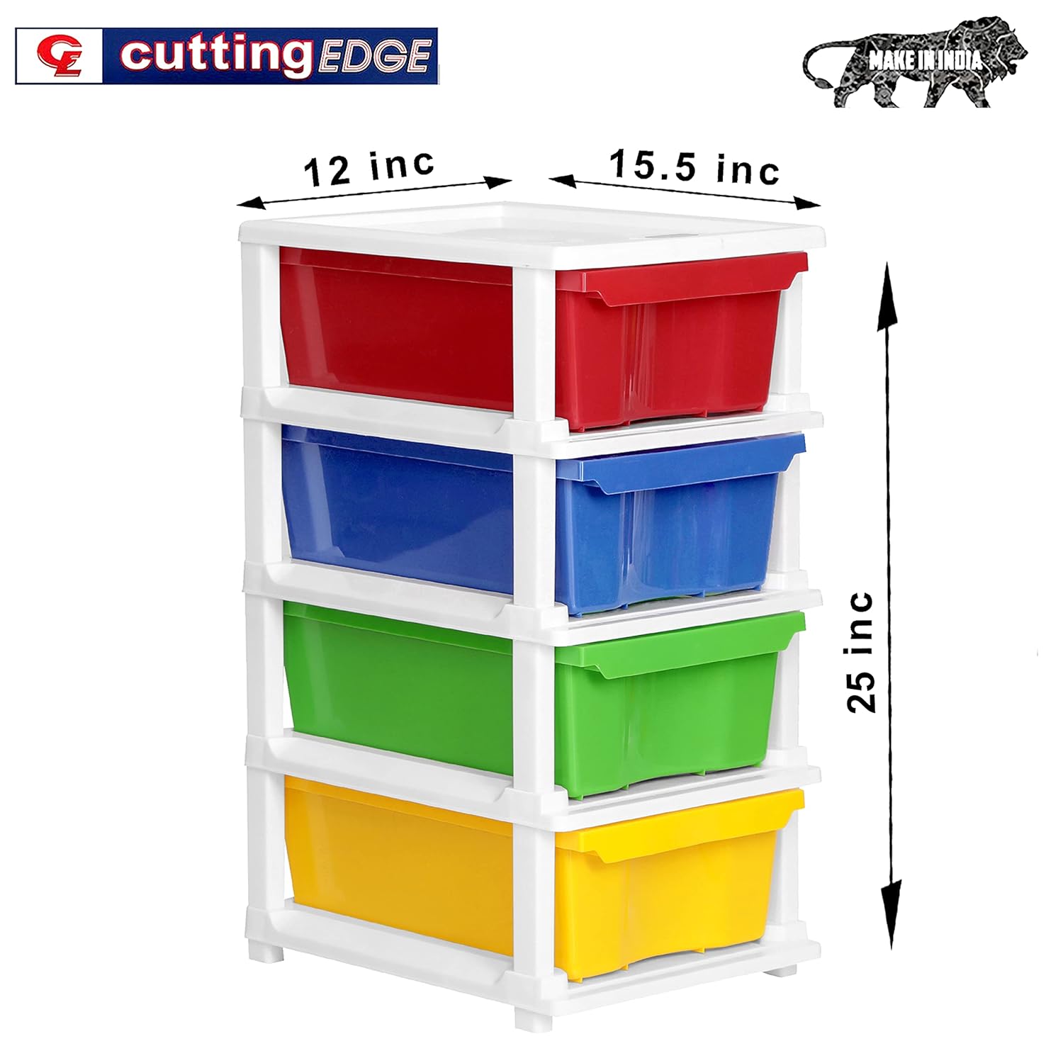 Cutting EDGE Compact Modular Plastic Drawer Set for Home, Office, Hospital, Parlor, School, Home & Kids, Product Dimension when assembled (Multicolor)