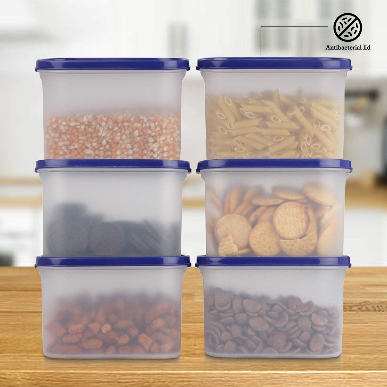 Cutting EDGE Anti Microbial Seal, Anti Bacterial Protection Storage Containers Set Oval, Modular Kitchen, for Flour, Cereals, Snacks, Stackable, BPA Free, Modular