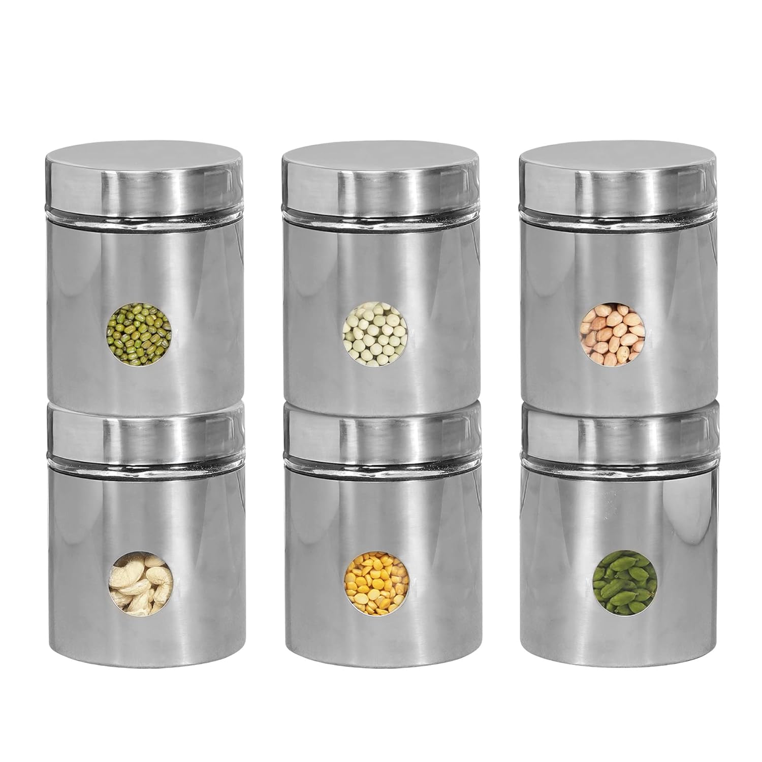 Cutting EDGE Drip Window - Steel Jacketed Glass Jars for Dal, Dry, Spices, Fruits, Kitchen Storage Container