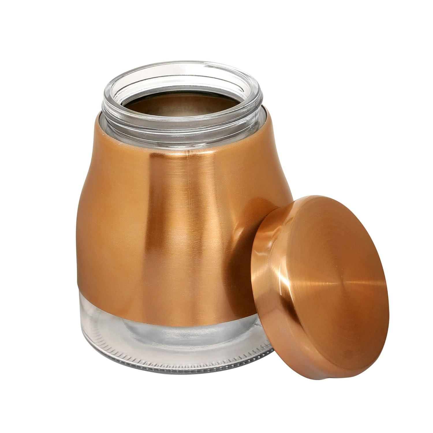 Cutting EDGE Rose Gold Finish - Bell Bottom Glass Jars for Sugar, Cereal,  Spices, Pulses and other Kitchen Storage