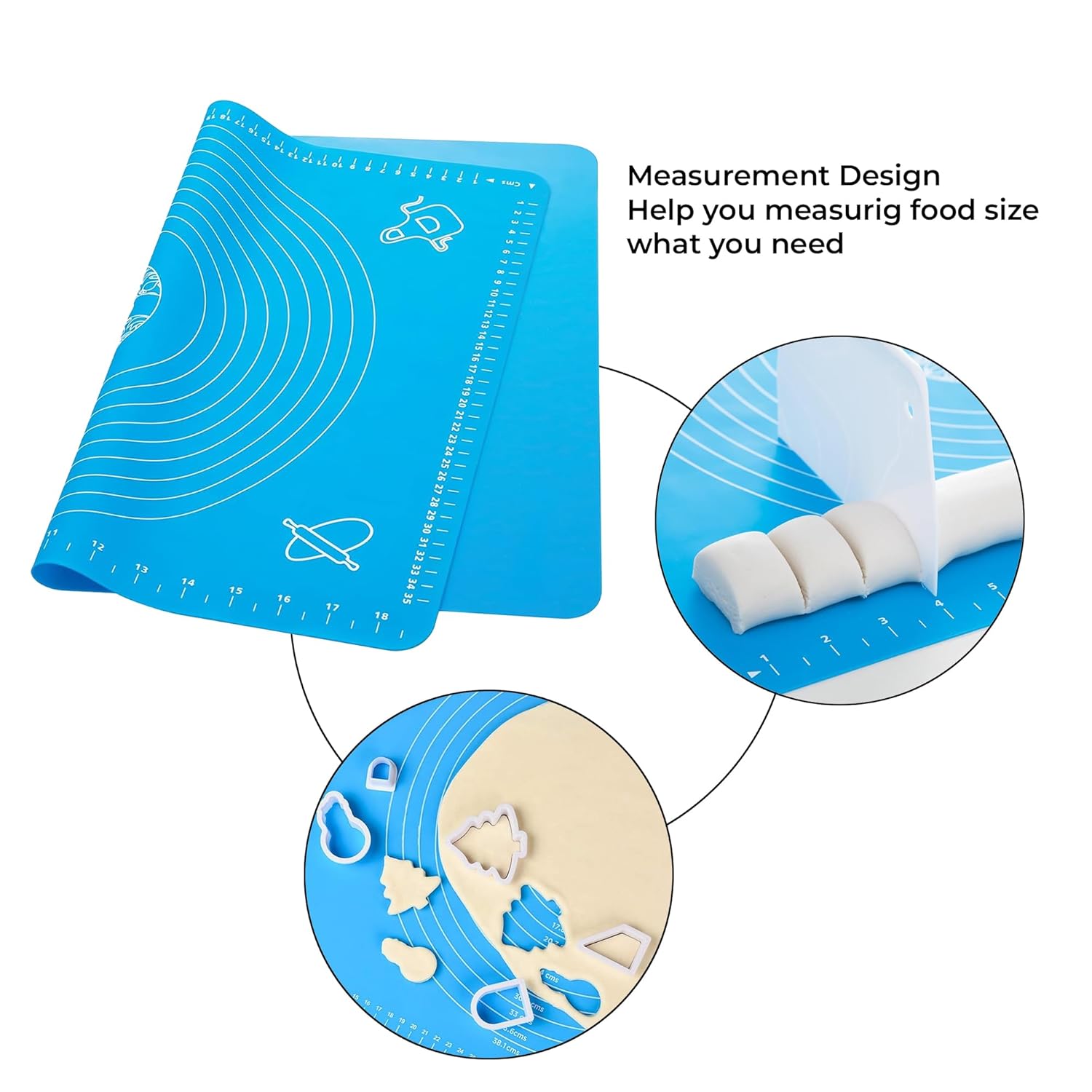 Cutting EDGE Baking Mat - Non Stick & Stretchable Ideal for Baking, Chapati Atta Kneading, Pastry, Thick and Large Rolling Mat with Measurments (50 X 40 Cm)