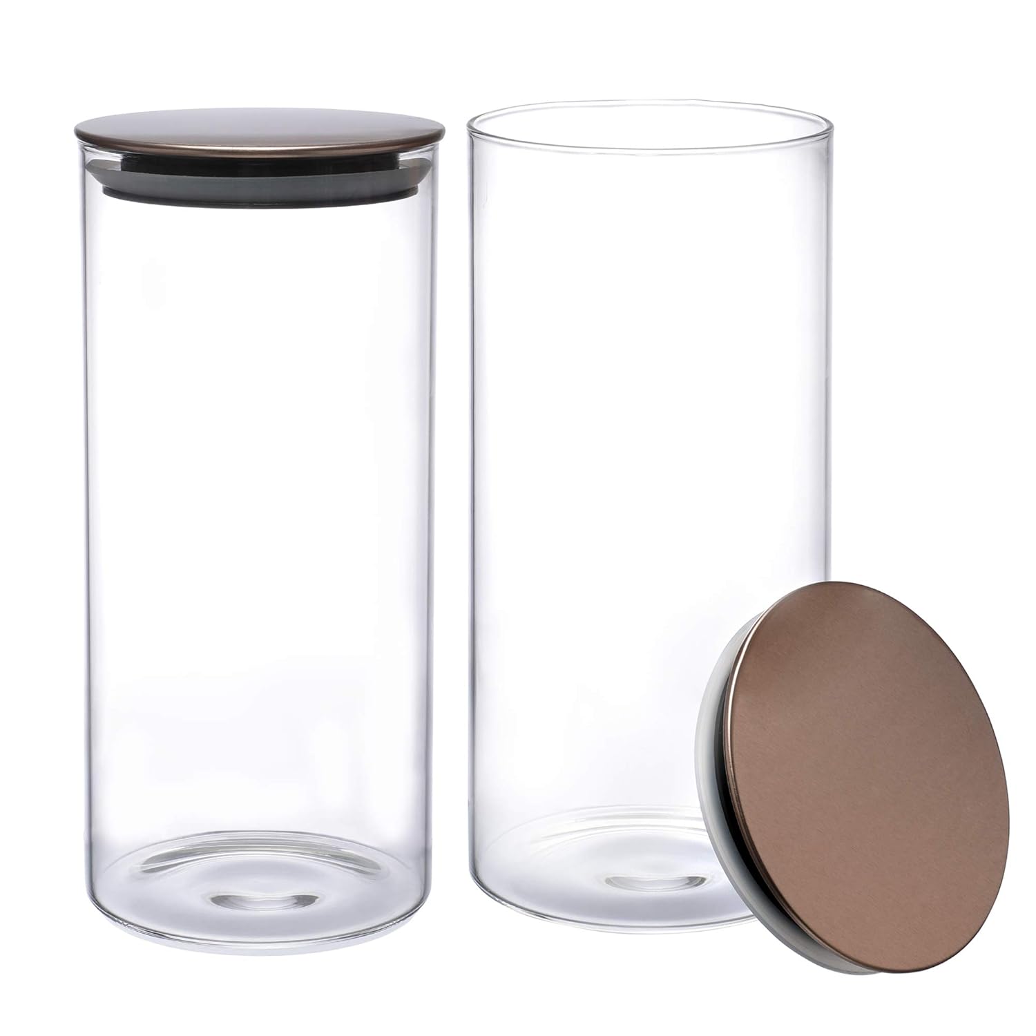 Cutting EDGE Borosilicate Round Glass Jar for Kitchen, Dry Fruits, Snacks, Storage with Metallic Lid with Silicone Sealant Ring Inside