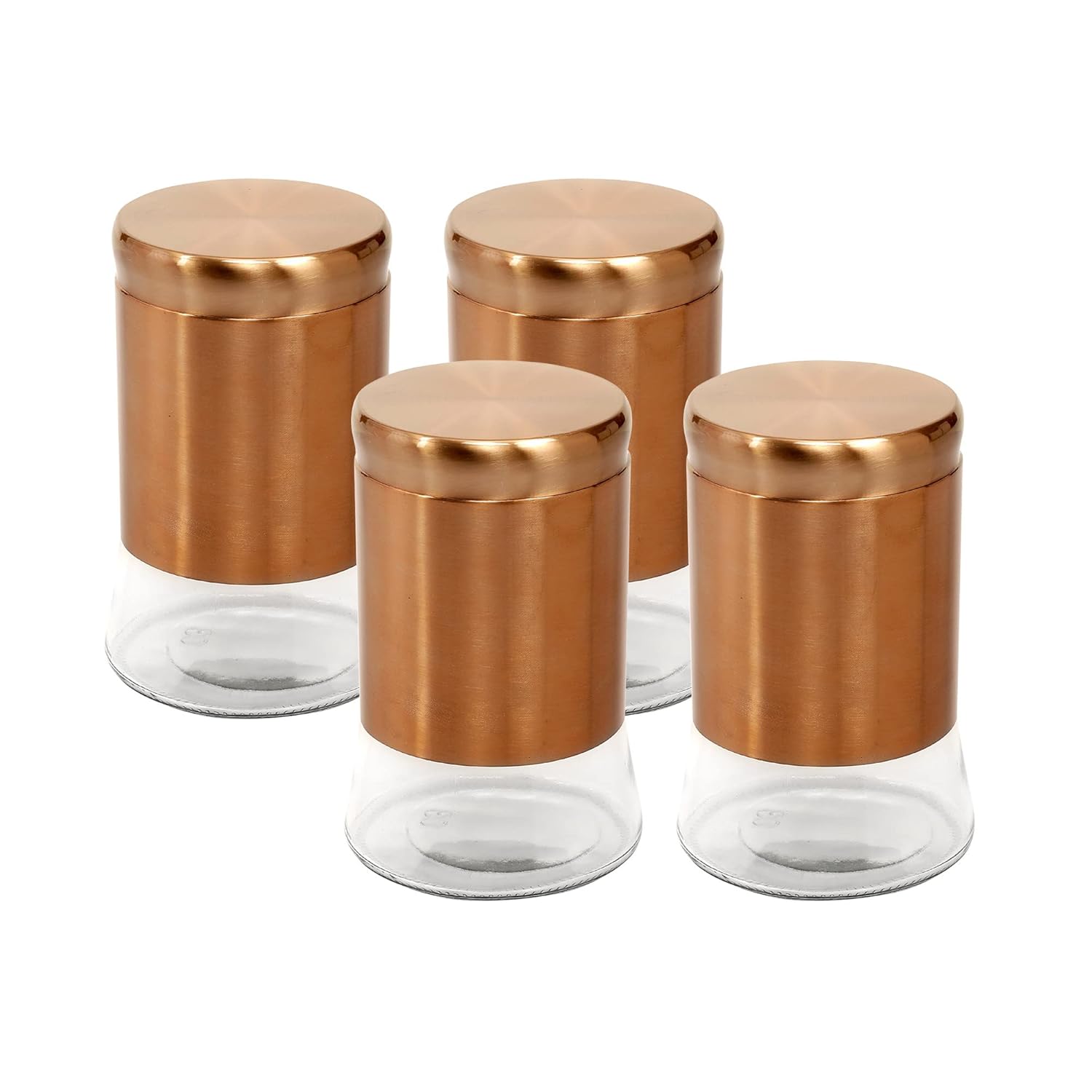 Cutting EDGE Rose Gold Finish Clear Glass Tapered Glass Jars for Sugar,Cereal, Spices, Pulses and other Kitchen Storage