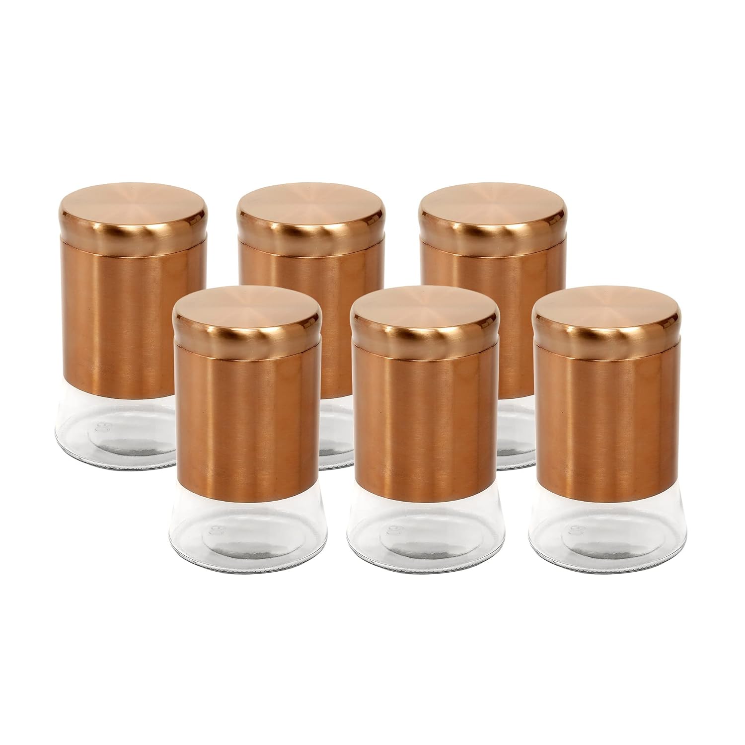 Cutting EDGE Rose Gold Finish Clear Glass Tapered Glass Jars for Sugar,Cereal, Spices, Pulses and other Kitchen Storage