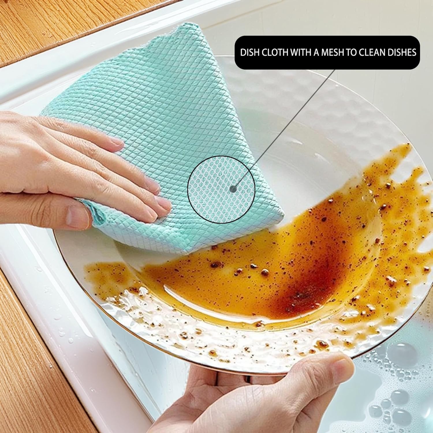 Cutting EDGE Kitchen Care Set – 3-Piece Combo: Dish Wash Cloth with Mesh, Dish Wash Towel, and Dish Drying Mat