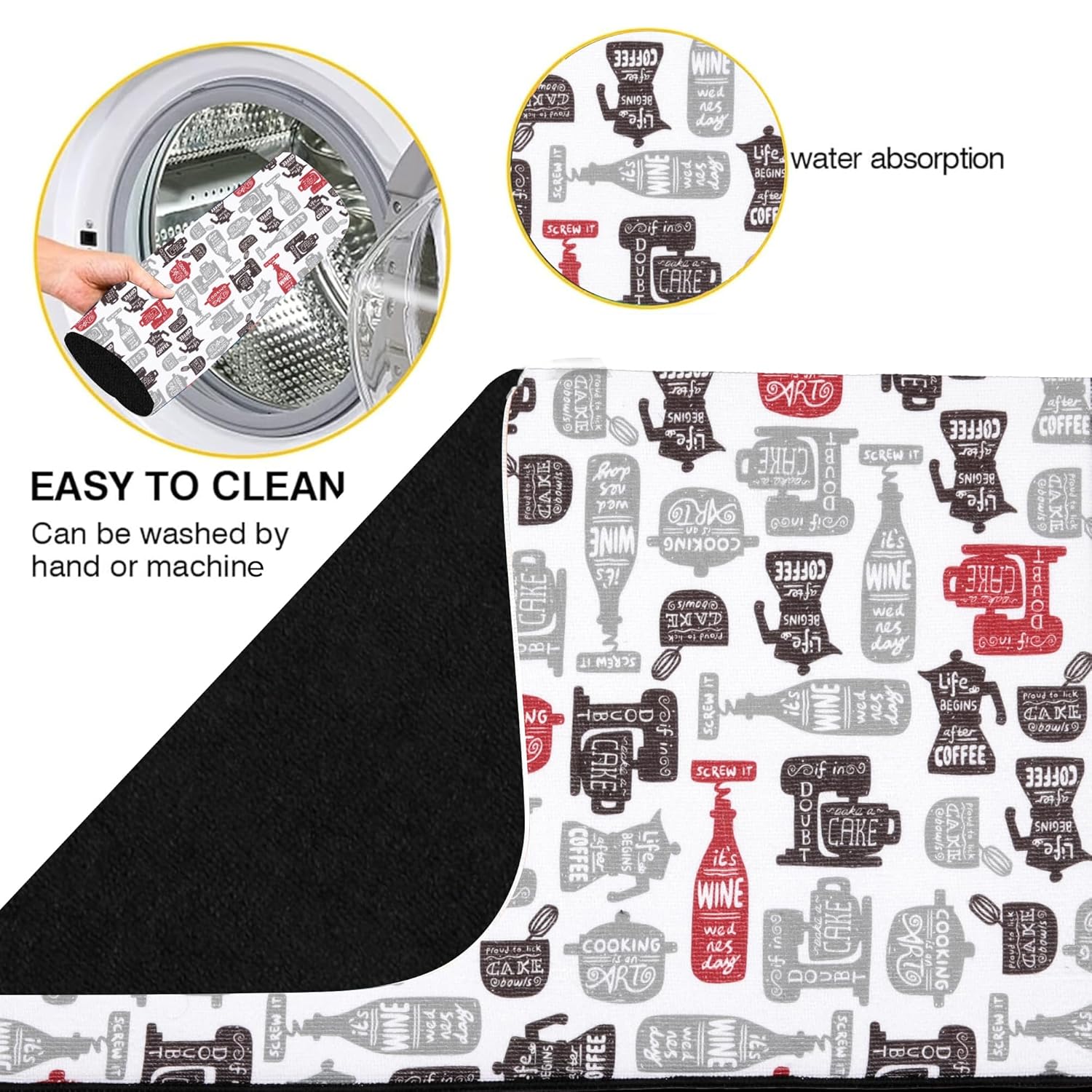 Cutting EDGE Microfiber Dish Drying Mat – Water Absorbent & Reversible for Kitchen Utensils, Counter Top, Sink (50CM X 38CM)