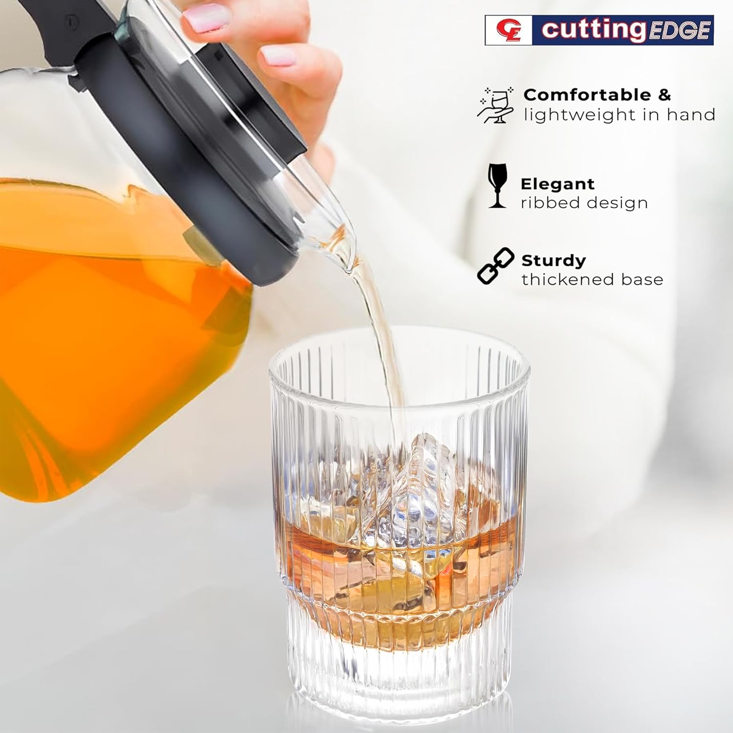 Cutting EDGE 250ml Borosilicate Glass, Crystal Clear, Microwave Safe for Regular Use, Serving Hot Latte Coffee, Cappuccino, Milk, Green & Black Tea