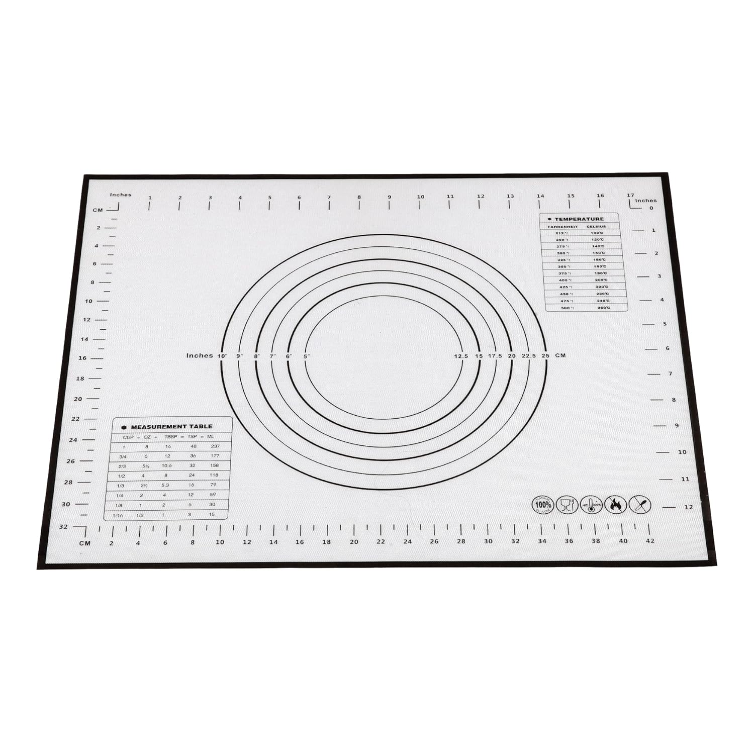 Cutting EDGE Silicone Baking Mat - Non Stick & Stretchable Ideal for Baking, Chapati Atta Kneading, Fondant, Thick and Large Rolling Mat with Measurments
