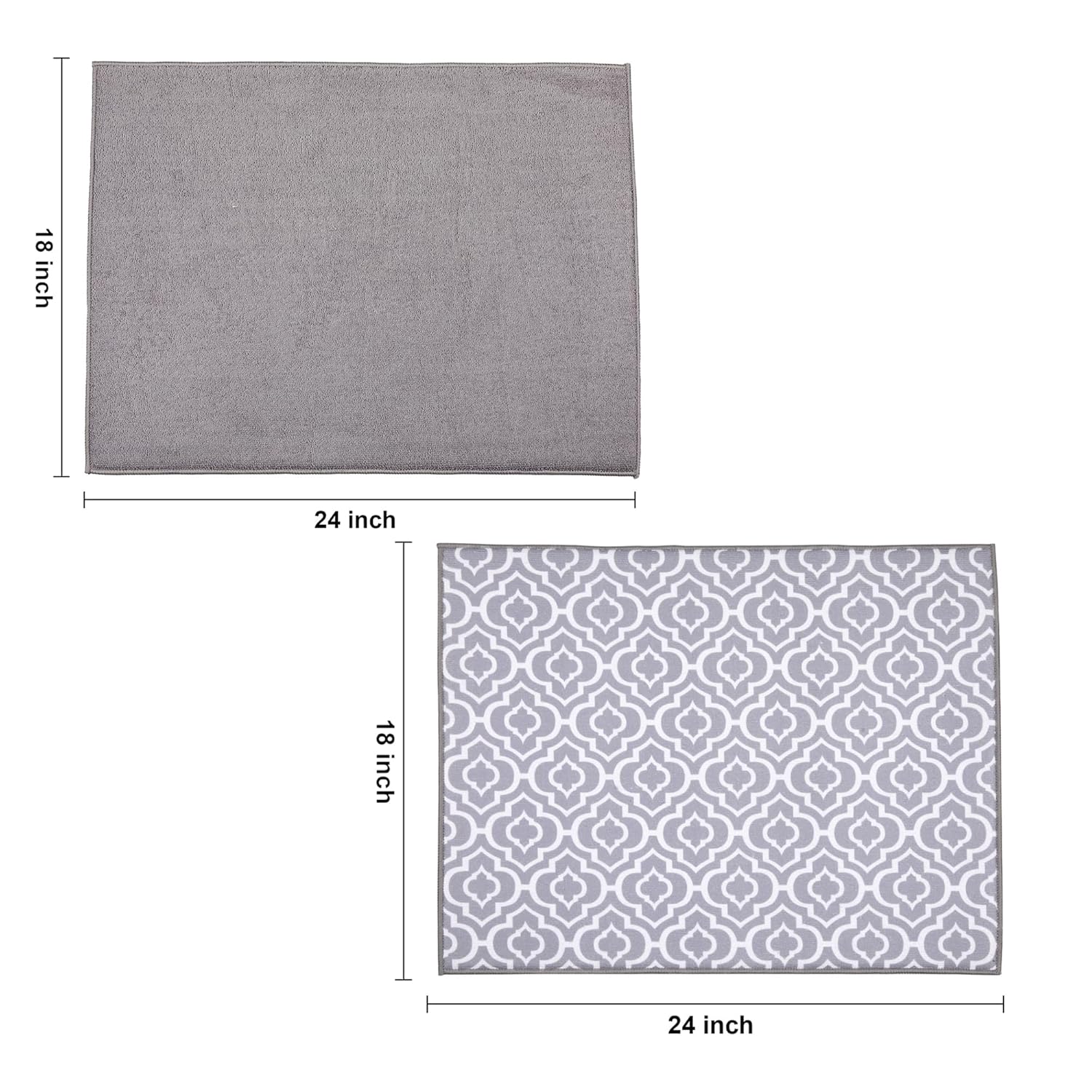 Cutting EDGE Microfiber Dish Drying Mat – Water Absorbent & Reversible for Kitchen Utensils, Counter Top, Sink (Pack of 2, Grey Color, Combo)