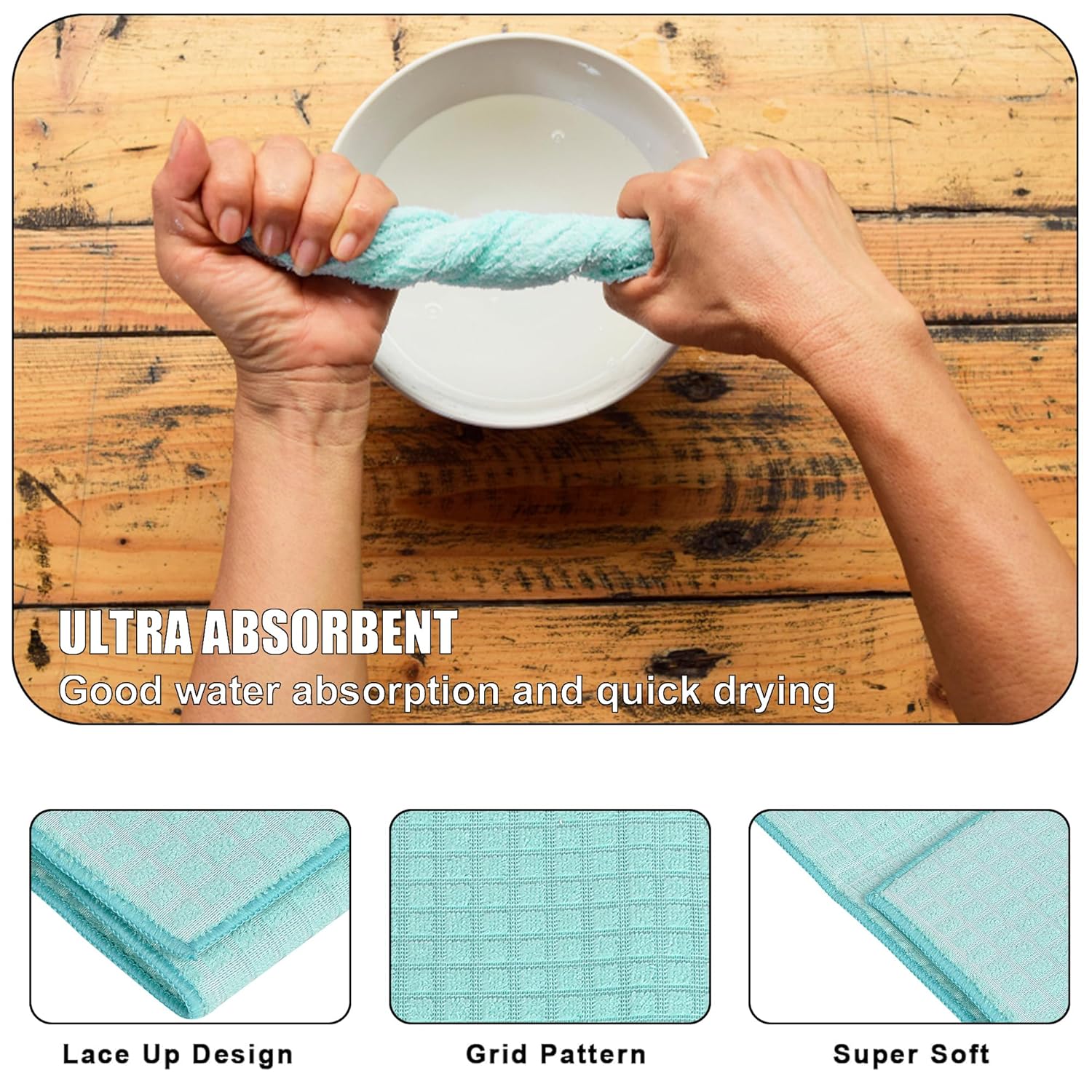 Cutting EDGE Kitchen Care Set – 3-Piece Combo: Dish Wash Cloth with Mesh, Dish Wash Towel, and Dish Drying Mat