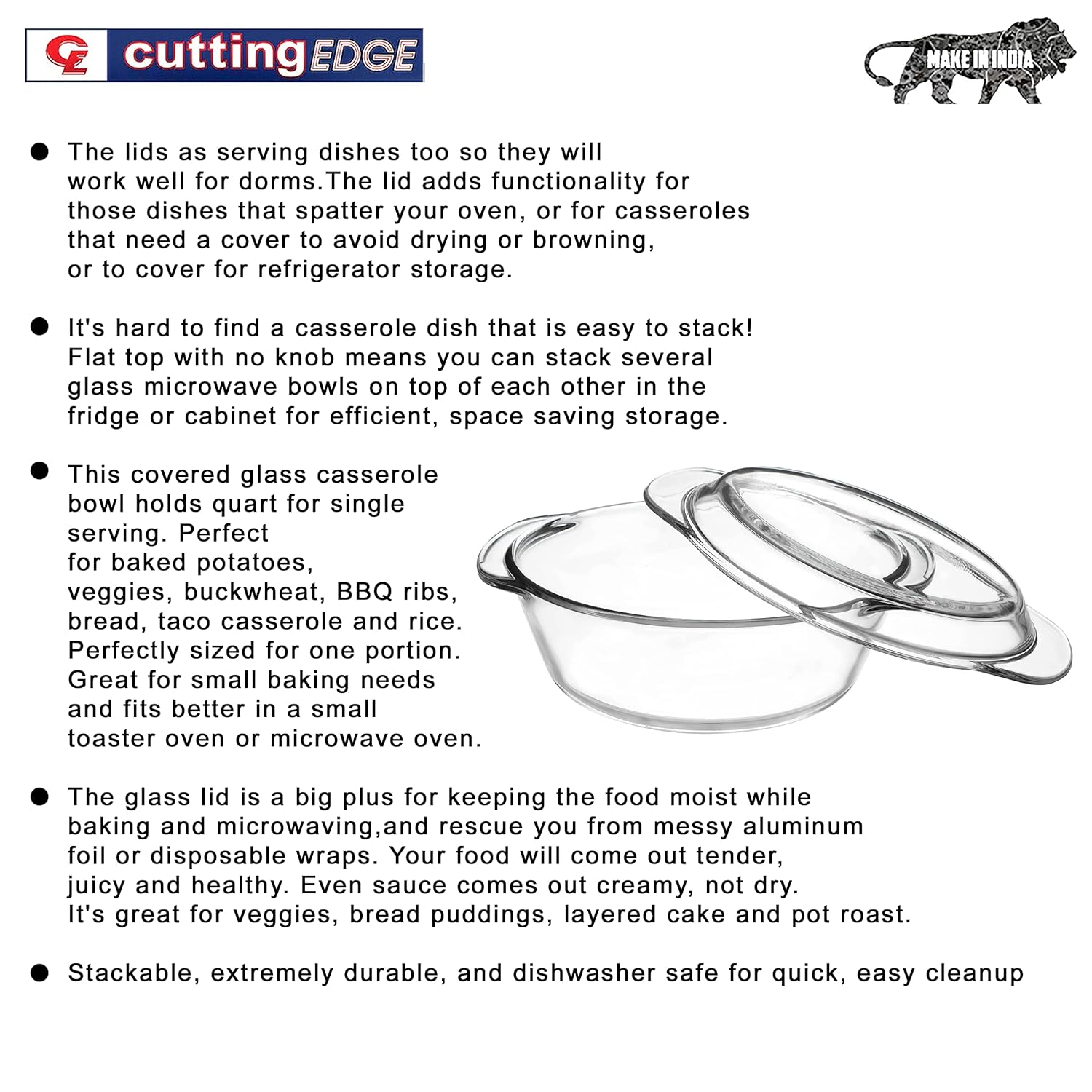 Cutting EDGE Onyx Bake and Serve Loaf Oven/Microwave Safe Glass Oval Dish (Transparent)