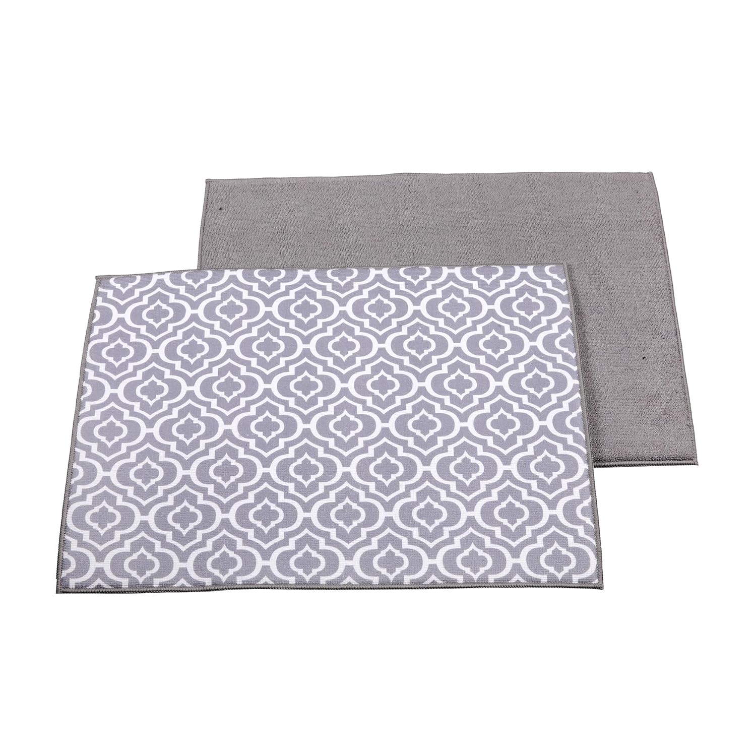 Cutting EDGE Microfiber Dish Drying Mat – Water Absorbent & Reversible for Kitchen Utensils, Counter Top, Sink (Pack of 2, Grey Color, Combo)