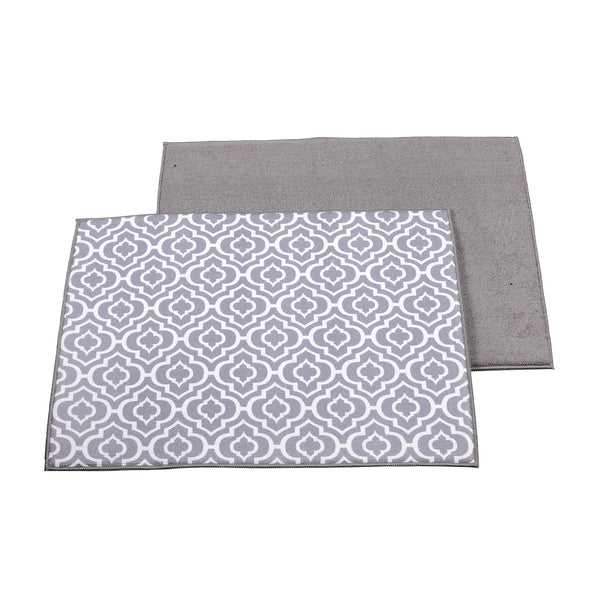 Cutting EDGE Microfiber Dish Drying Mat – Water Absorbent & Reversible for Kitchen Utensils, Counter Top, Sink (Pack of 2, Grey Color, Combo)