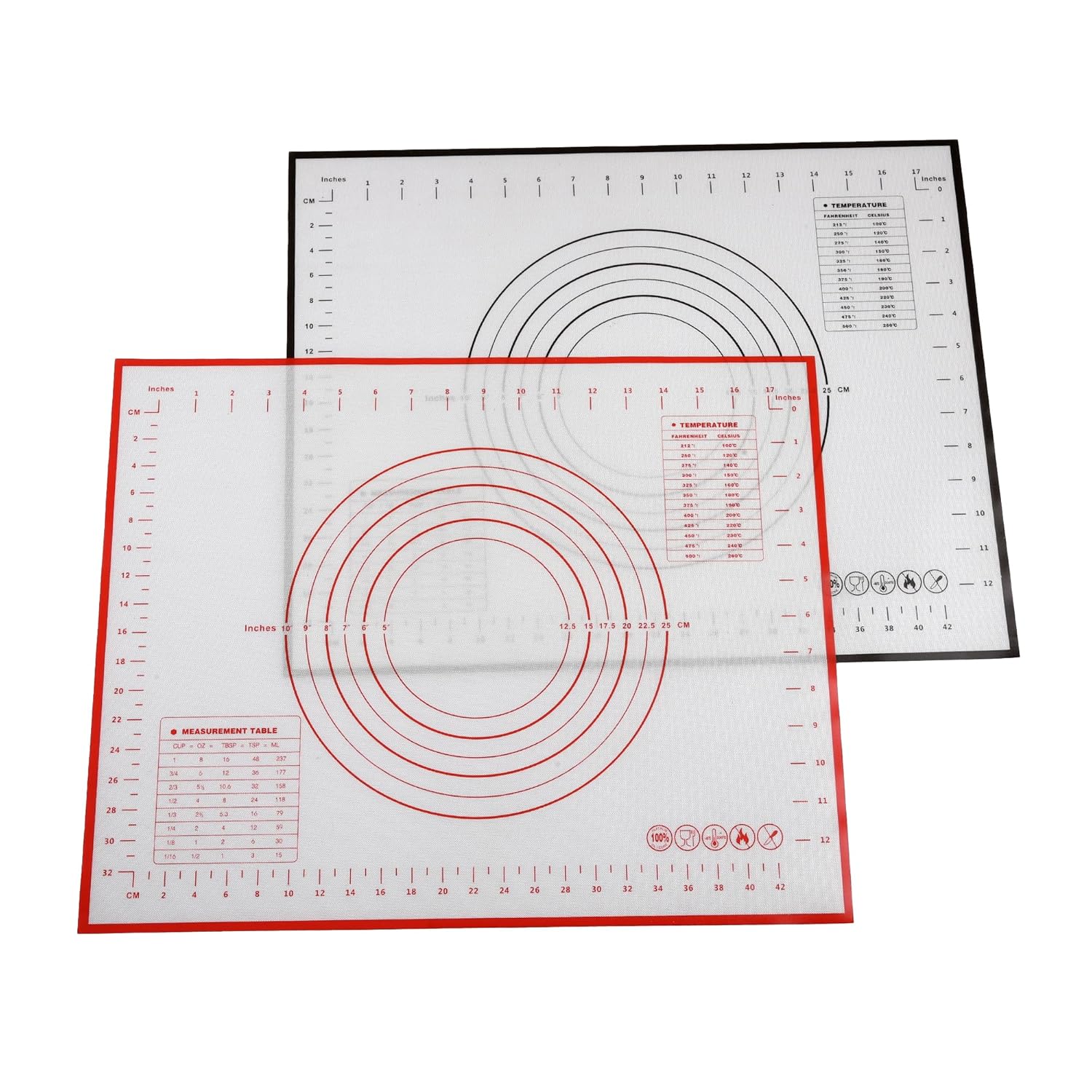 Cutting EDGE Silicone Baking Mat - Non Stick & Stretchable Ideal for Baking, Chapati Atta Kneading, Fondant, Thick and Large Rolling Mat with Measurments