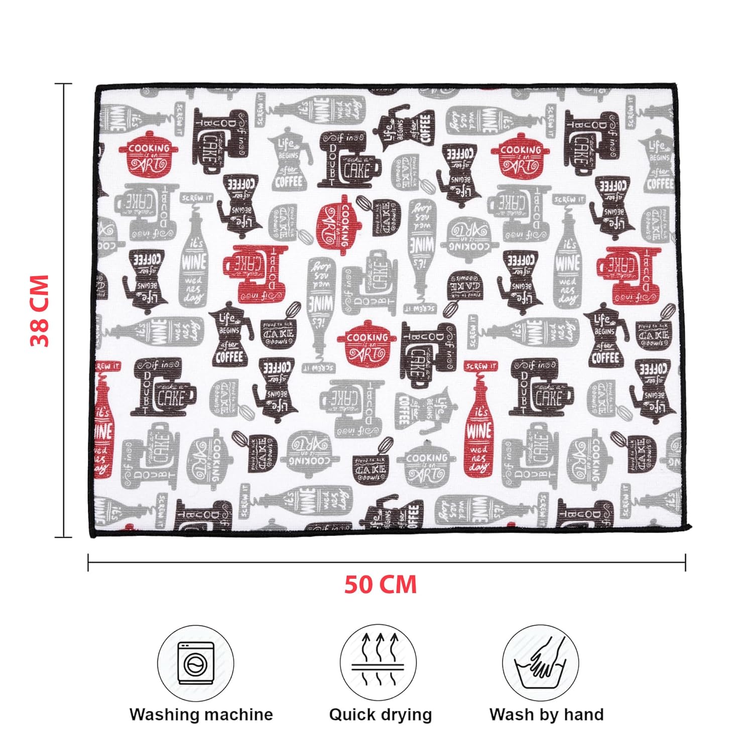 Cutting EDGE Microfiber Dish Drying Mat – Water Absorbent & Reversible for Kitchen Utensils, Counter Top, Sink (50CM X 38CM)