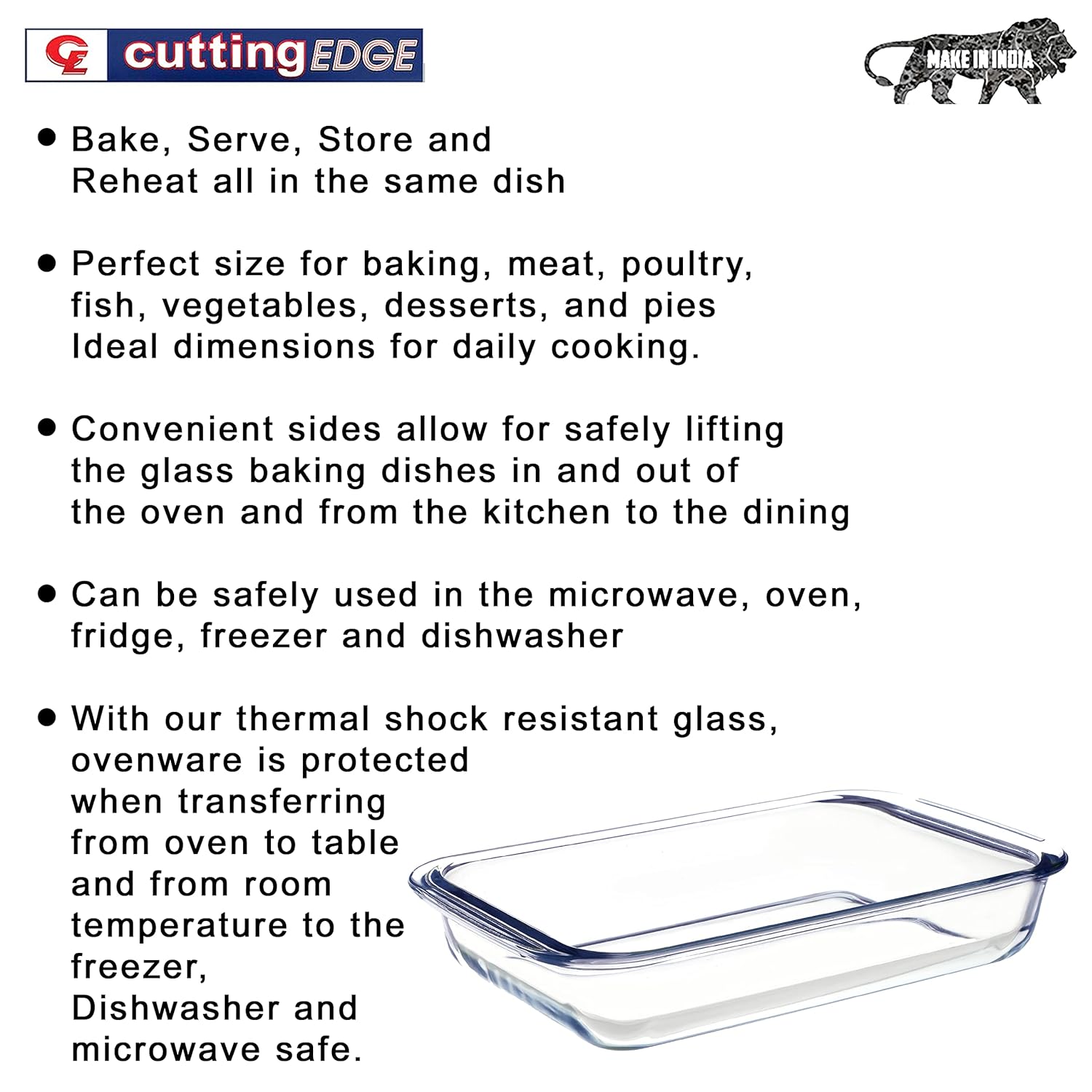 Cutting EDGE Onyx Bake and Serve Loaf Oven/Microwave Safe Glass Oval Dish (Transparent)