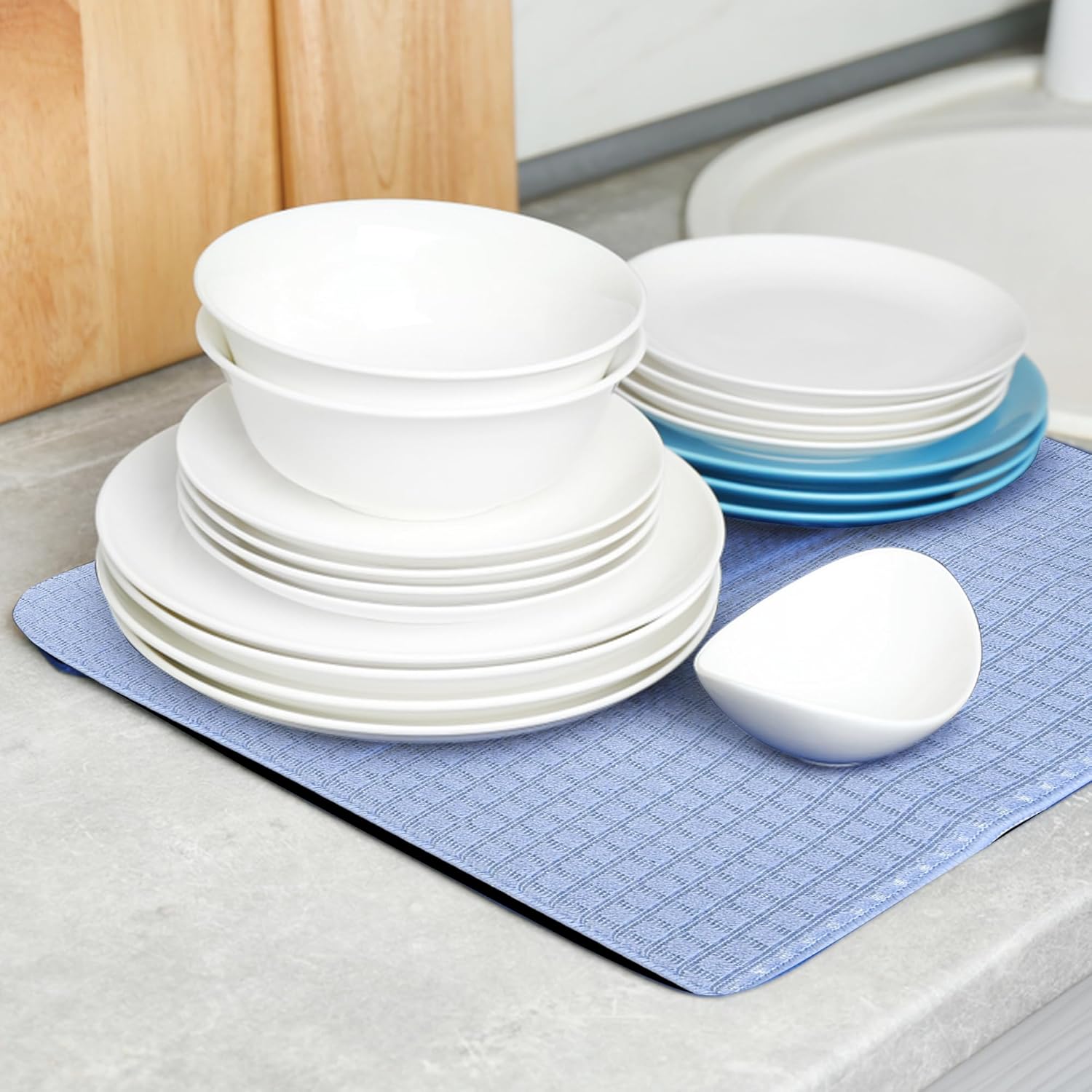 Cutting EDGE Kitchen Care Set – 3-Piece Combo: Dish Wash Cloth with Mesh, Dish Wash Towel, and Dish Drying Mat