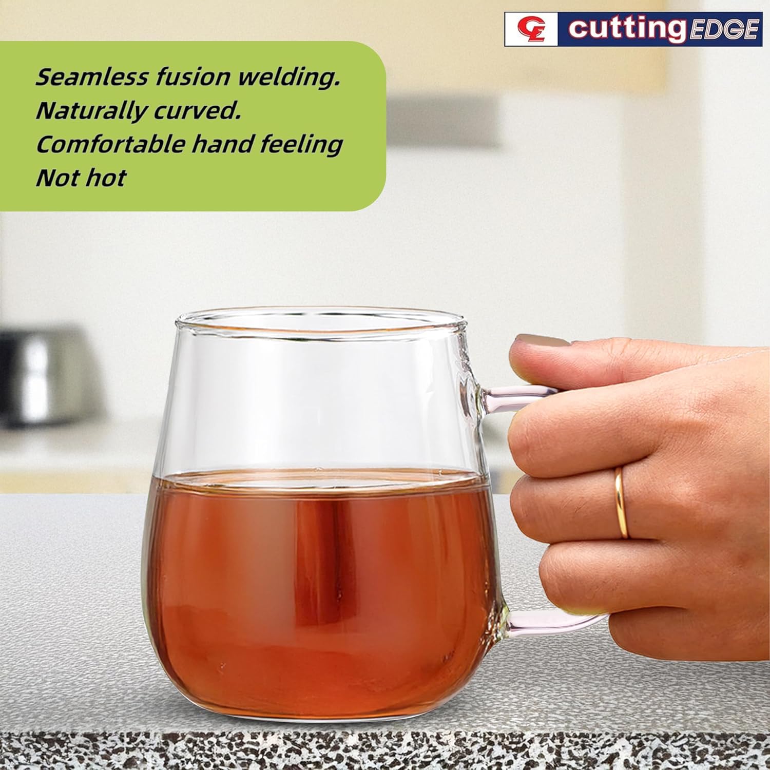 Crystal Clear, Microwave Safe for Regular Use, Serving Hot Latte Coffee, Cappuccino, Milk, Green & Black Tea