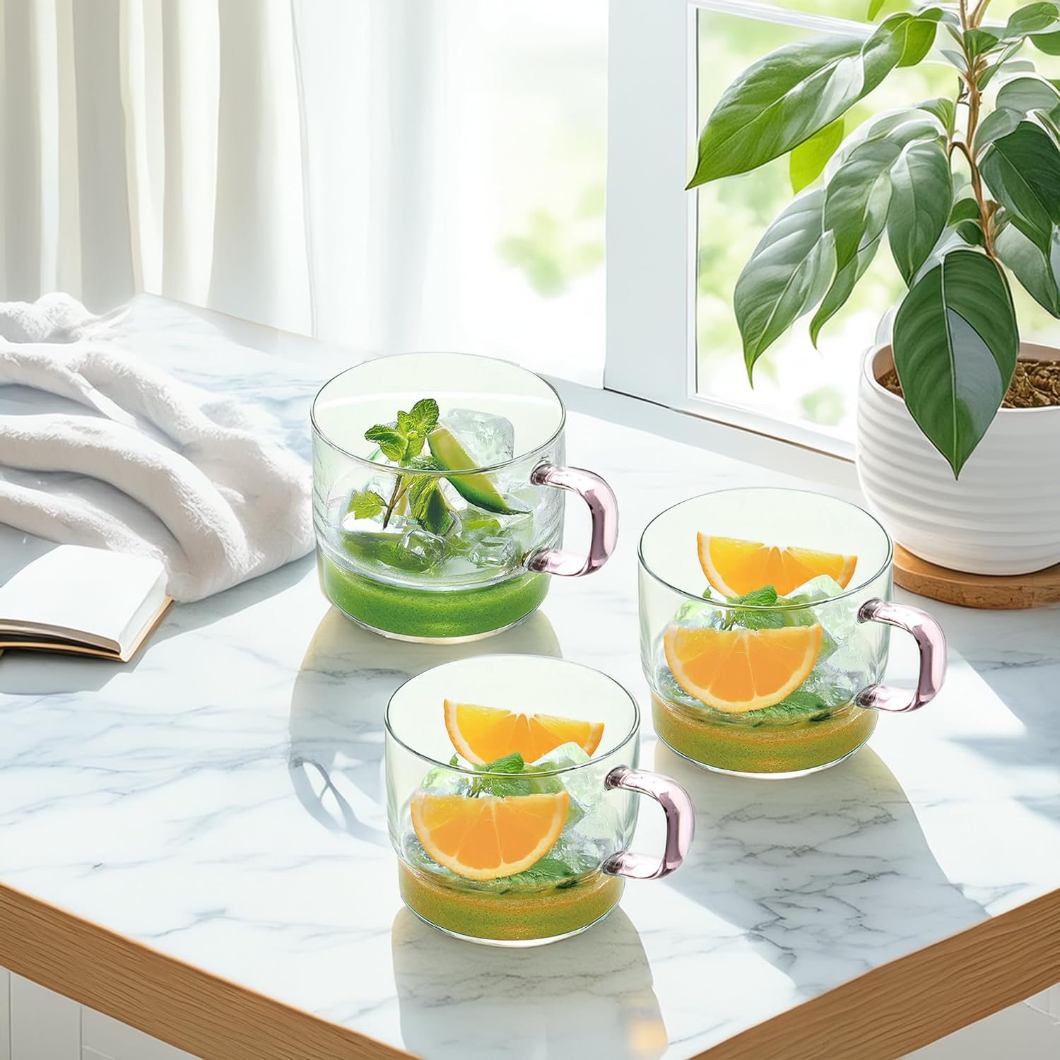 Crystal Clear, Microwave Safe for Regular Use, Serving Hot Latte Coffee, Cappuccino, Milk, Green & Black Tea