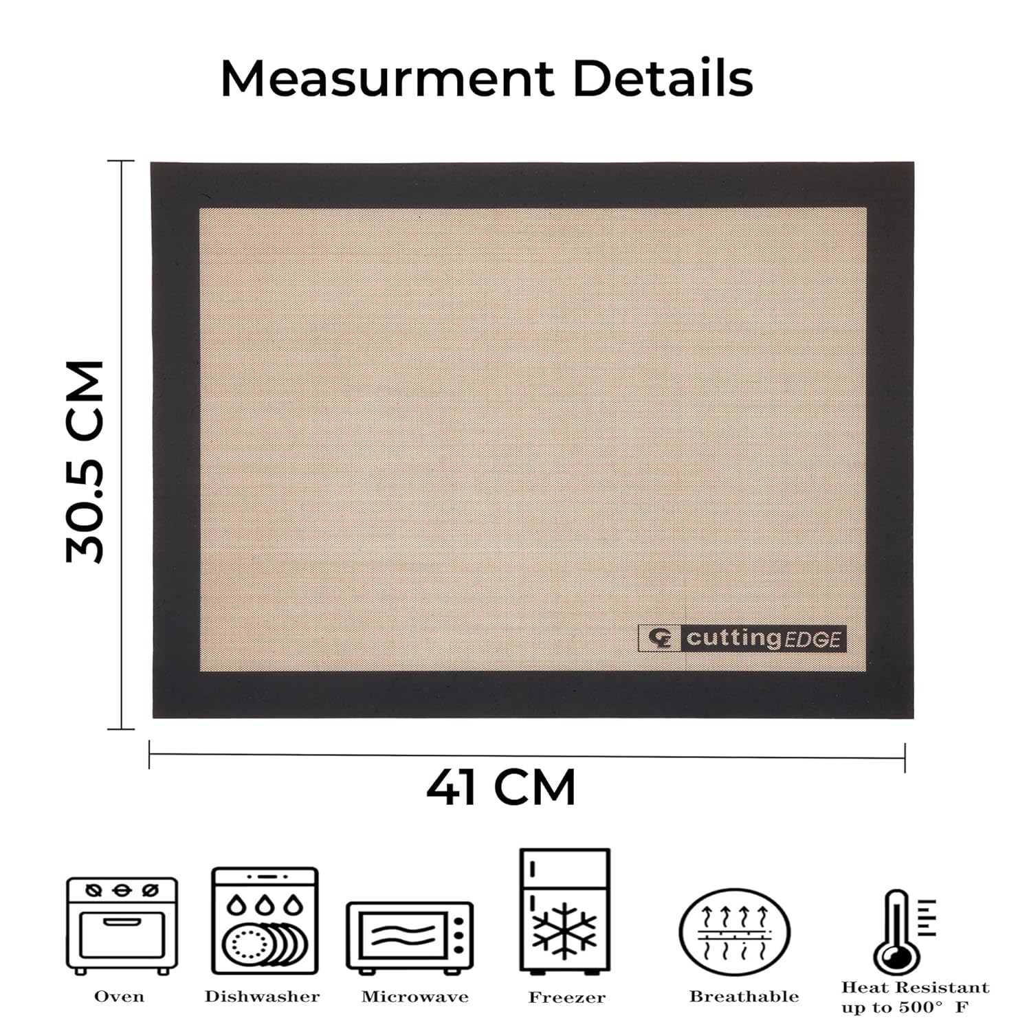 Cutting EDGE Silicone Baking Mat, Non Stick & Reusable, Oven Baking Sheets for Making Cookies, Macaroons, Bread, Brownies, Pizza